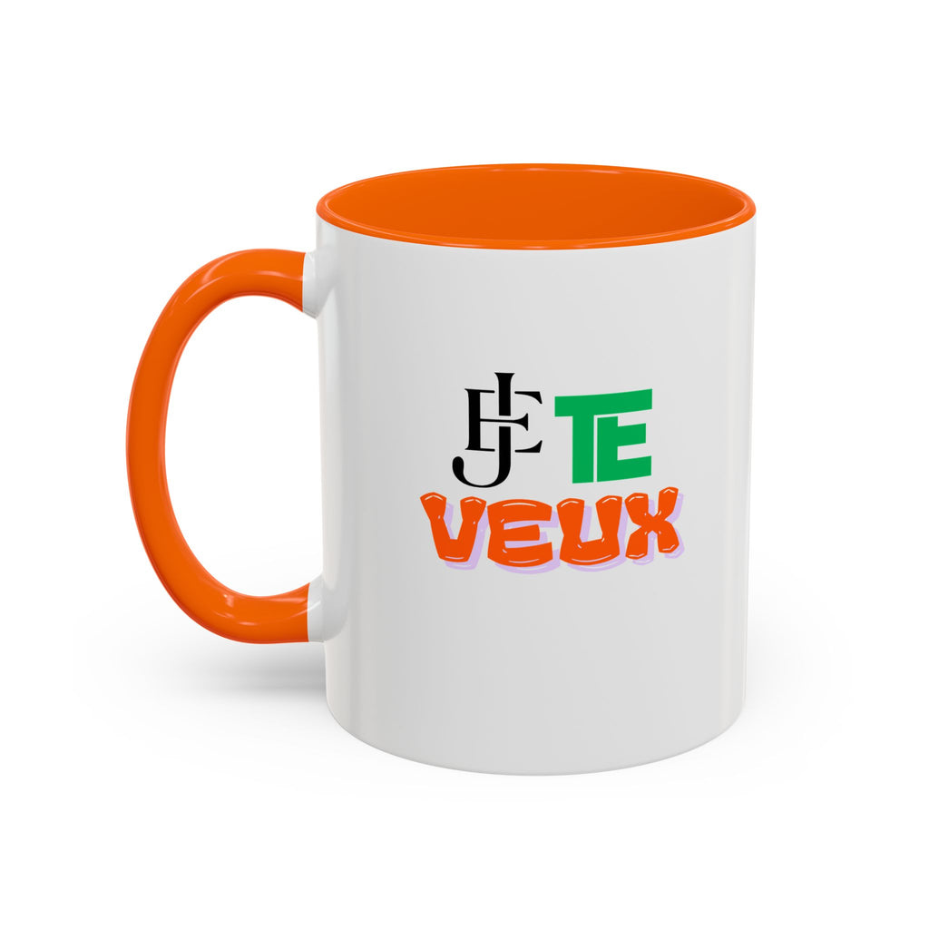 French Phrase Accent Mug — "Je Te Veux" Colorful Ceramic Coffee Mug (11/15oz)