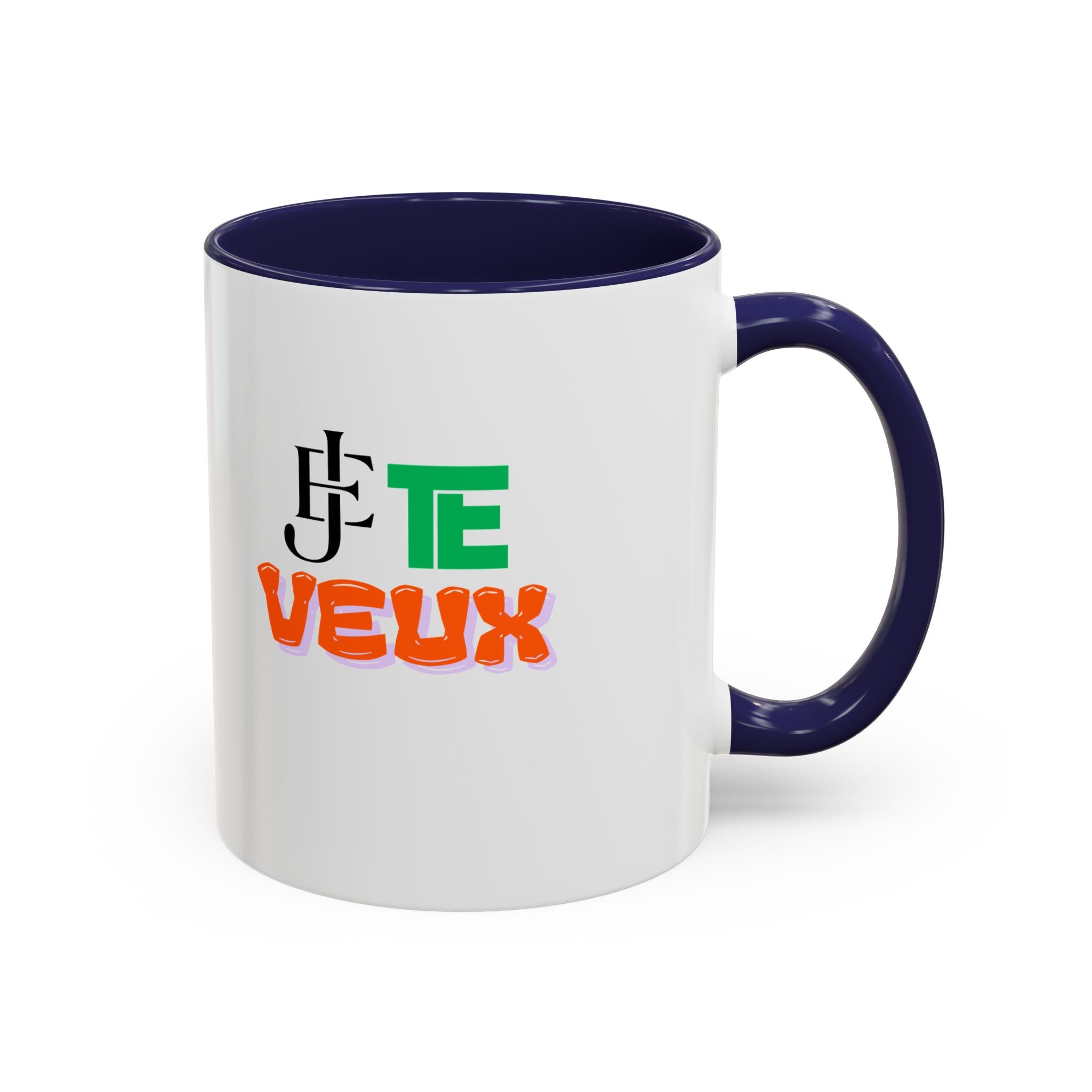 French Phrase Accent Mug — "Je Te Veux" Colorful Ceramic Coffee Mug (11/15oz)
