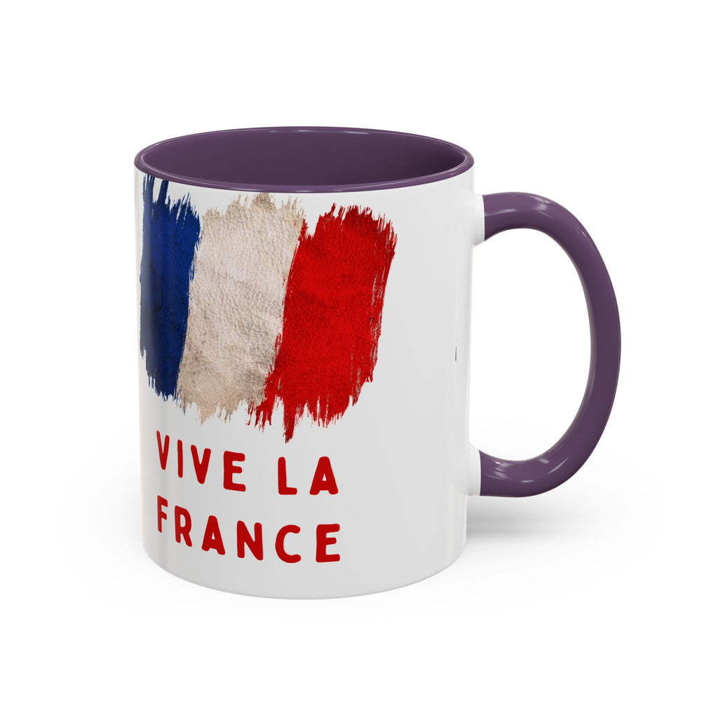 Vive La France Accent Coffee Mug — French Flag Brushstroke 11/15oz