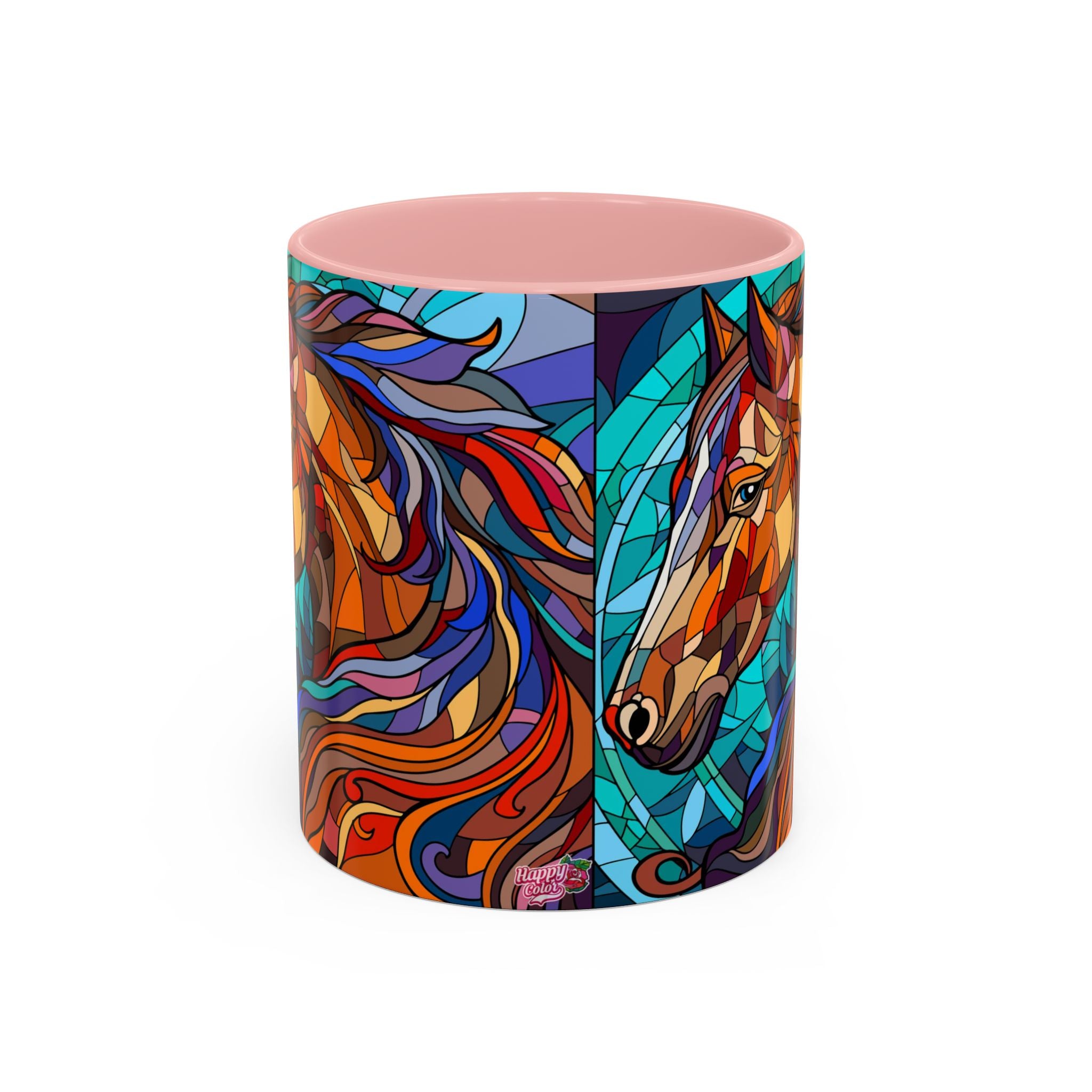 Stained Glass Horse Accent Coffee Mug – Colorful Equine Art (11/15 oz)