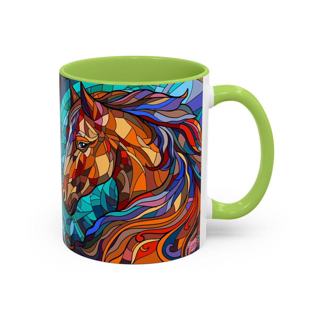 Stained Glass Horse Accent Coffee Mug – Colorful Equine Art (11/15 oz)