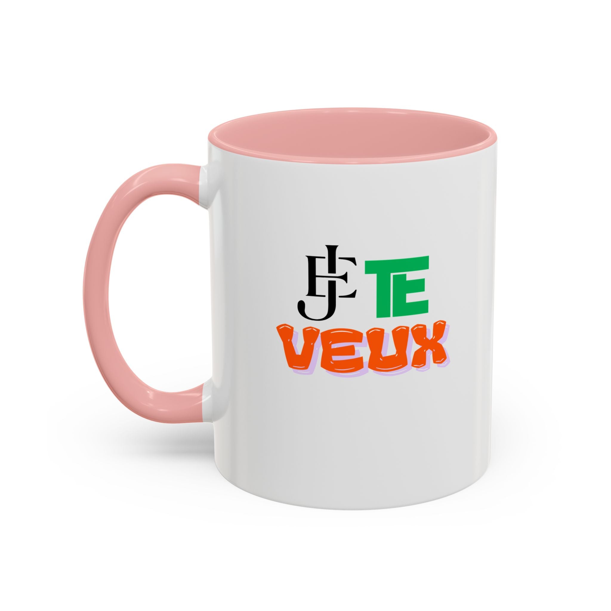 French Phrase Accent Mug — "Je Te Veux" Colorful Ceramic Coffee Mug (11/15oz)