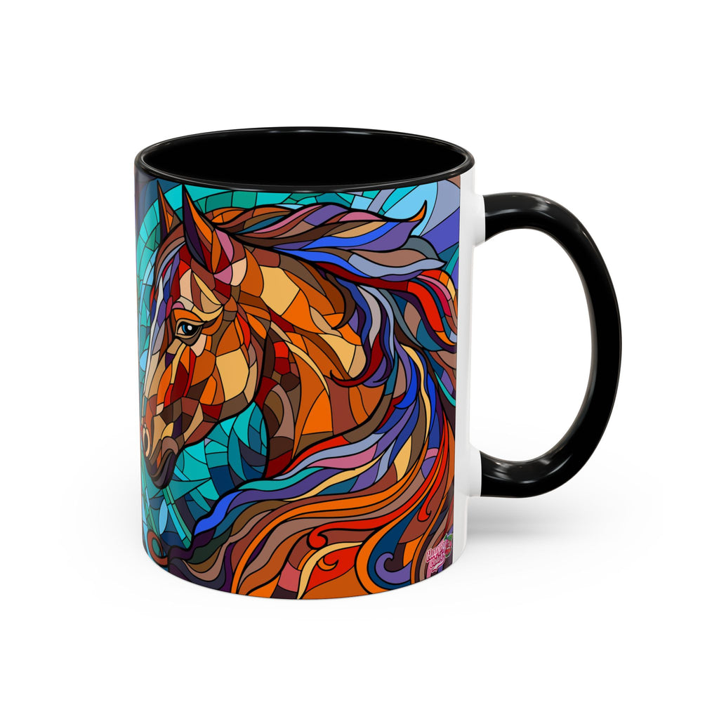 Stained Glass Horse Accent Coffee Mug – Colorful Equine Art (11/15 oz)