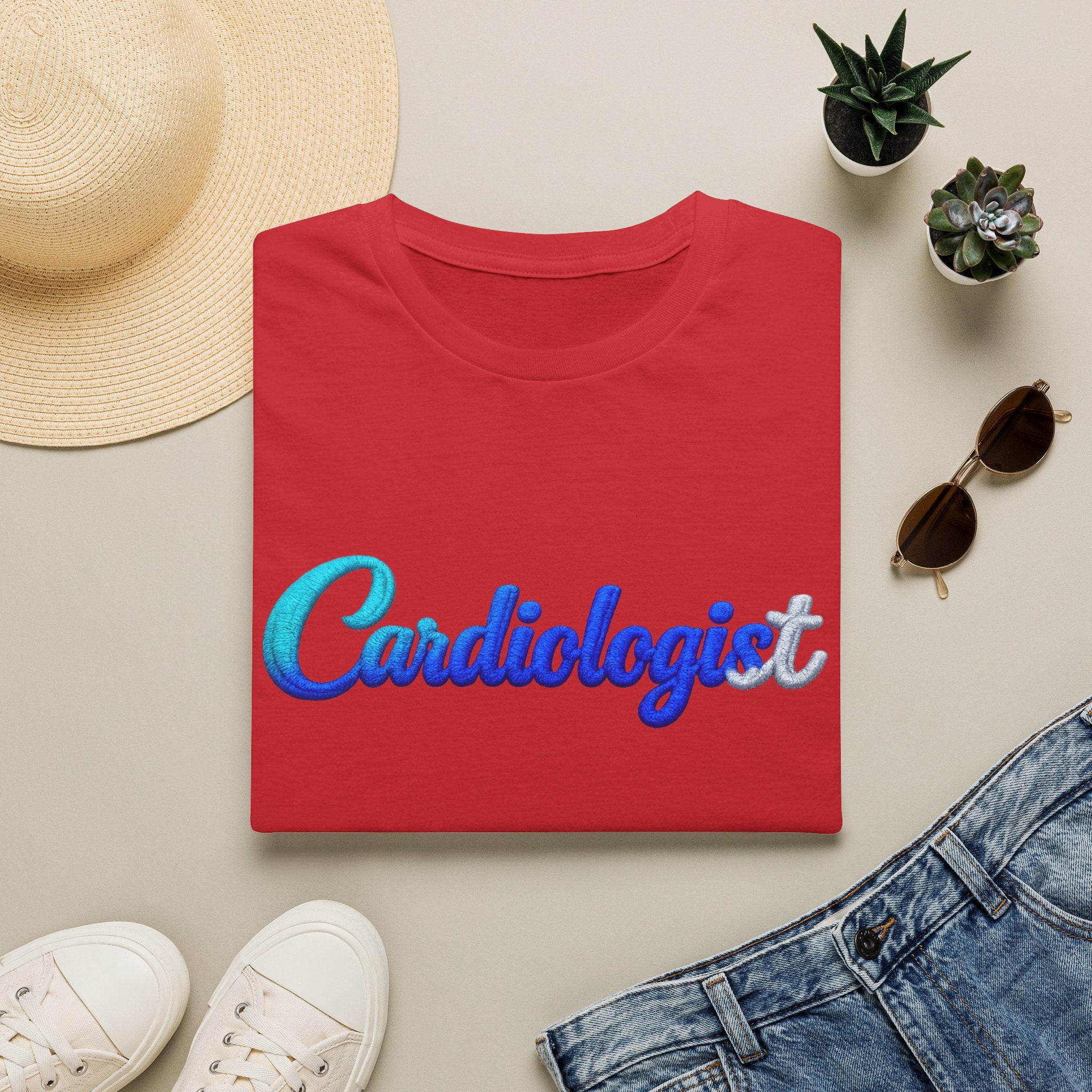 Cardiologist Script Tee — Blue Gradient Medical Doctor Shirt