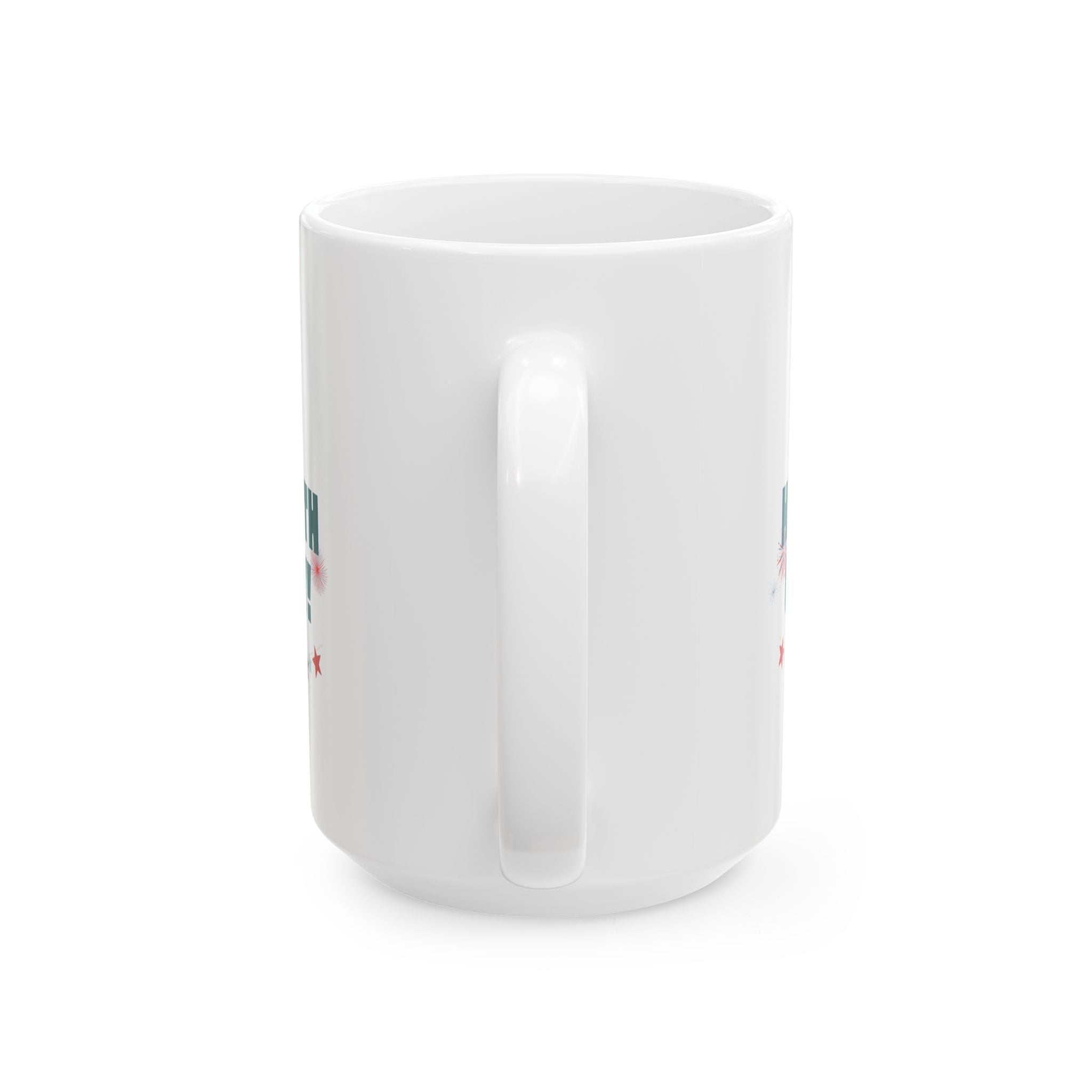 4th of July Ceramic Mug – "Happy 4th of July!" Patriotic Stars & Fireworks Coffee Cup (11oz/15oz)
