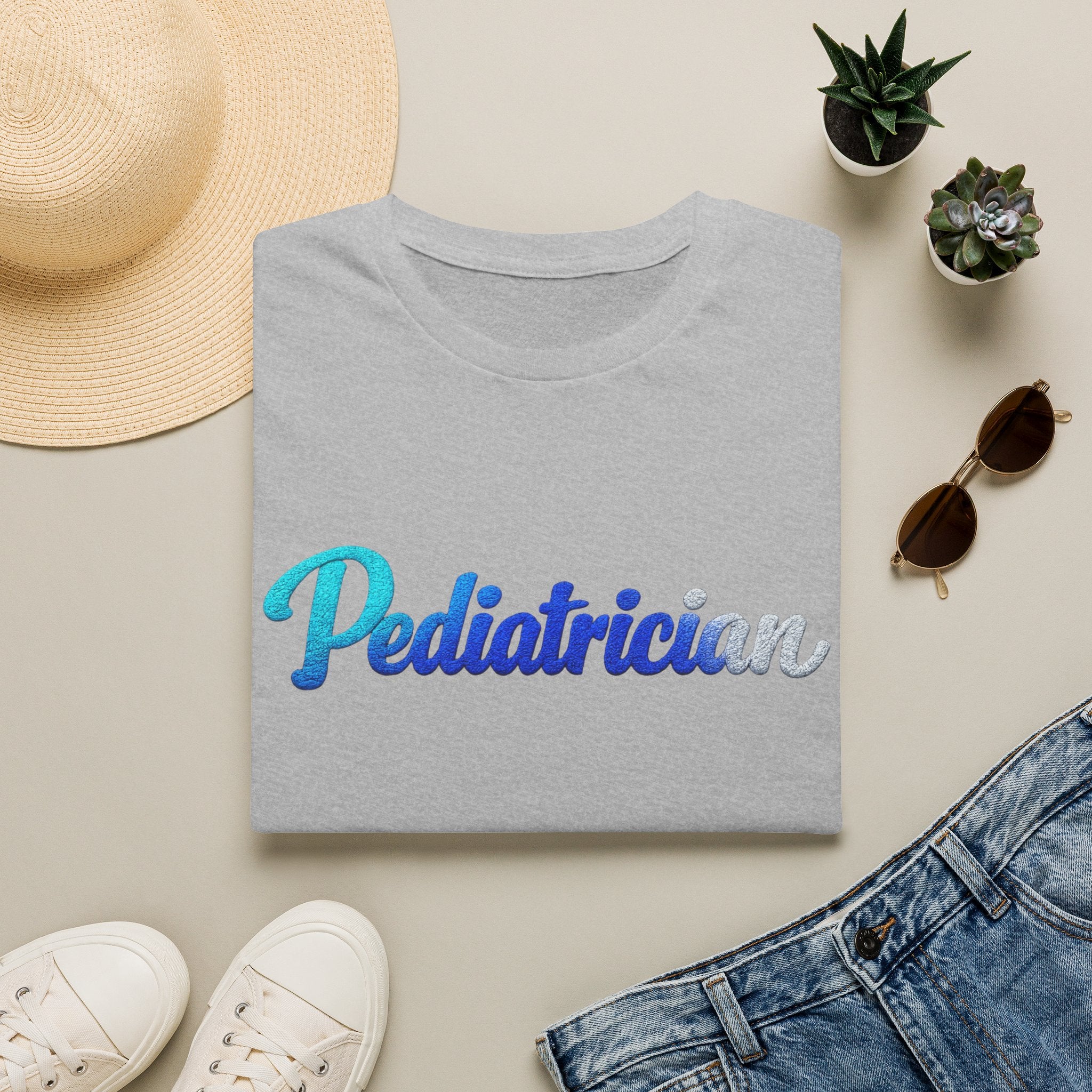 Pediatrician Script Tee — Blue Gradient Pediatric Doctor Shirt