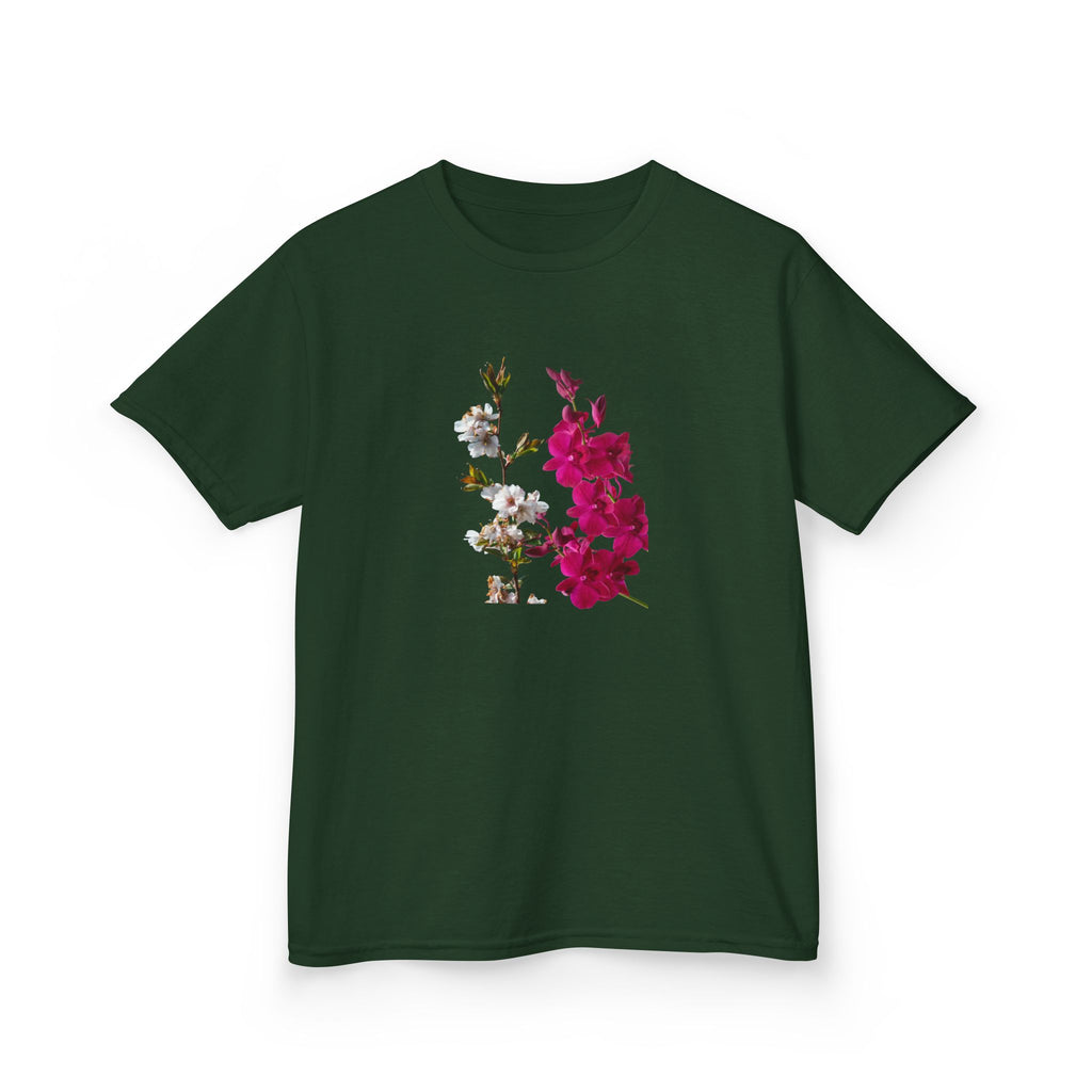 Kids Floral Tee — Pink Bougainvillea Graphic Cotton Shirt