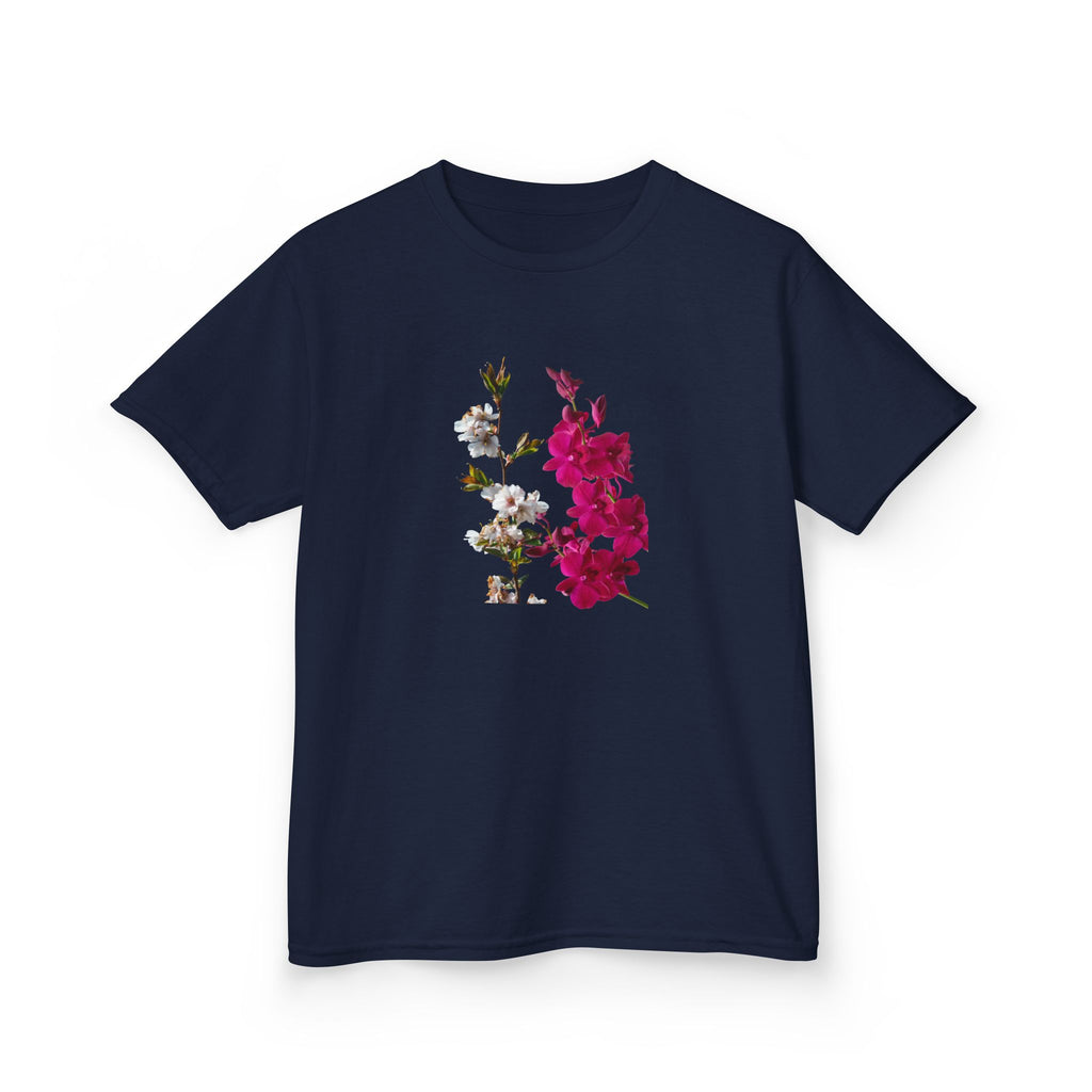 Kids Floral Tee — Pink Bougainvillea Graphic Cotton Shirt