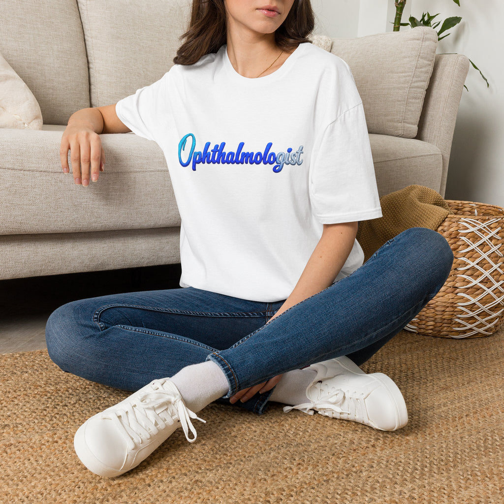 Ophthalmologist T-Shirt — Blue Script Medical Doctor Gift
