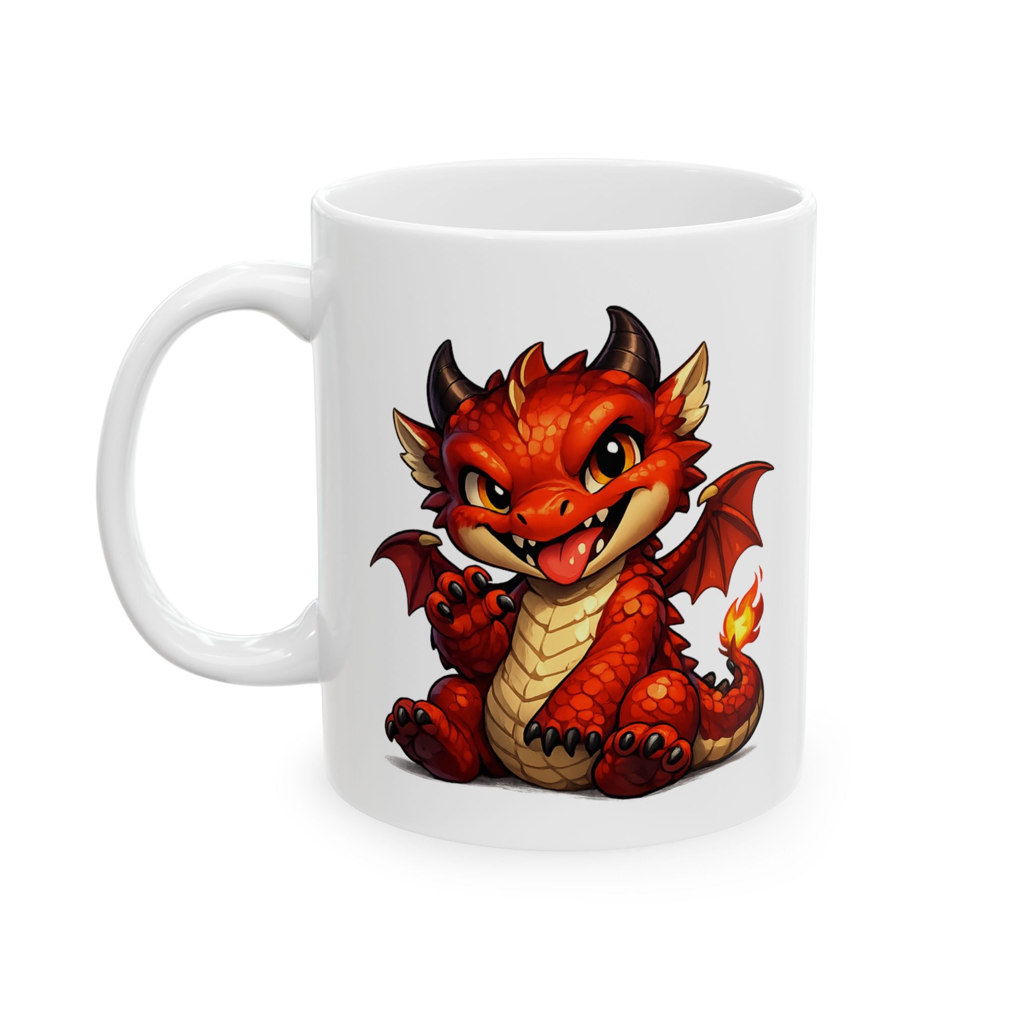 Red Baby Dragon Ceramic Mug — Cute Fantasy Coffee Cup (11oz & 15oz)