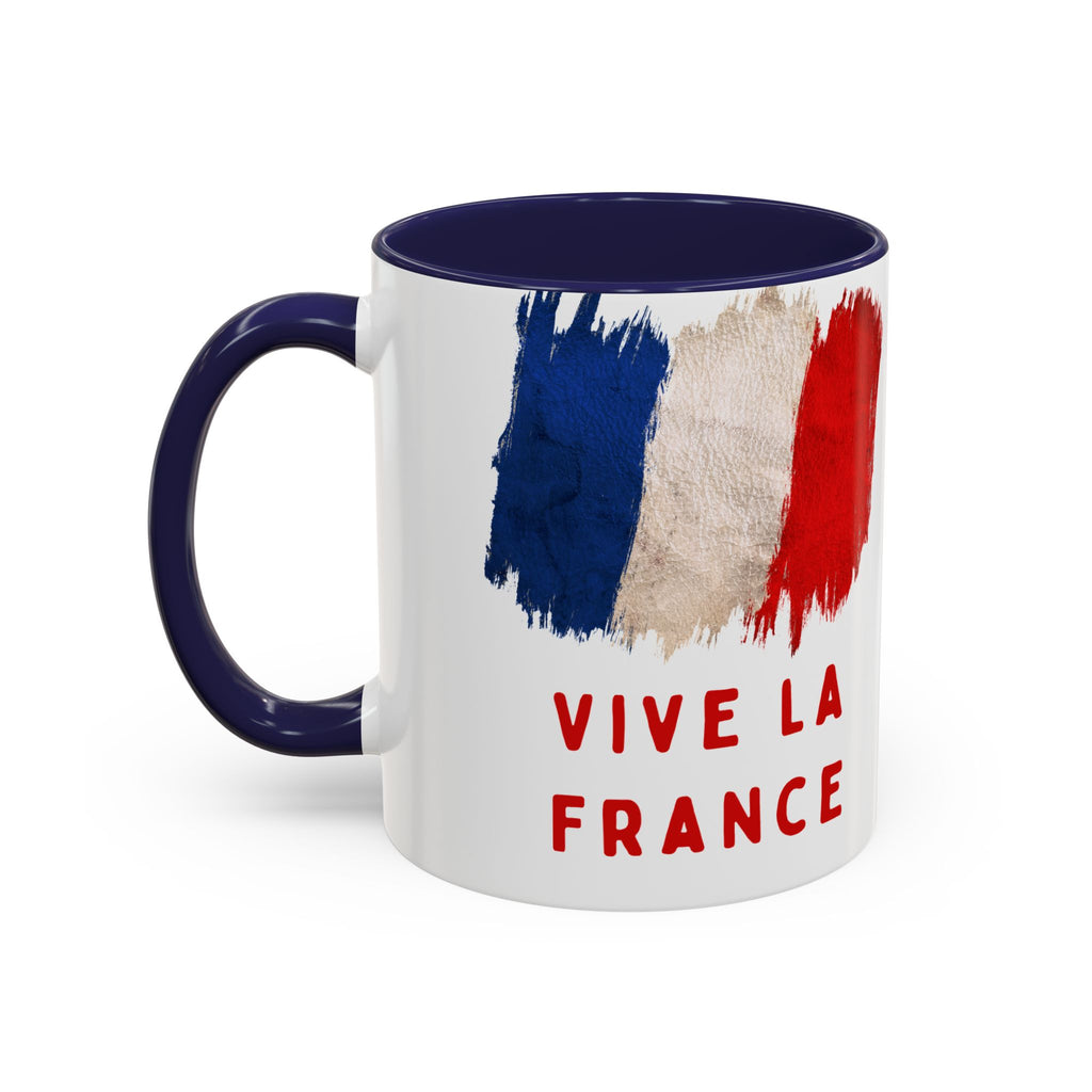 Vive La France Accent Coffee Mug — French Flag Brushstroke 11/15oz