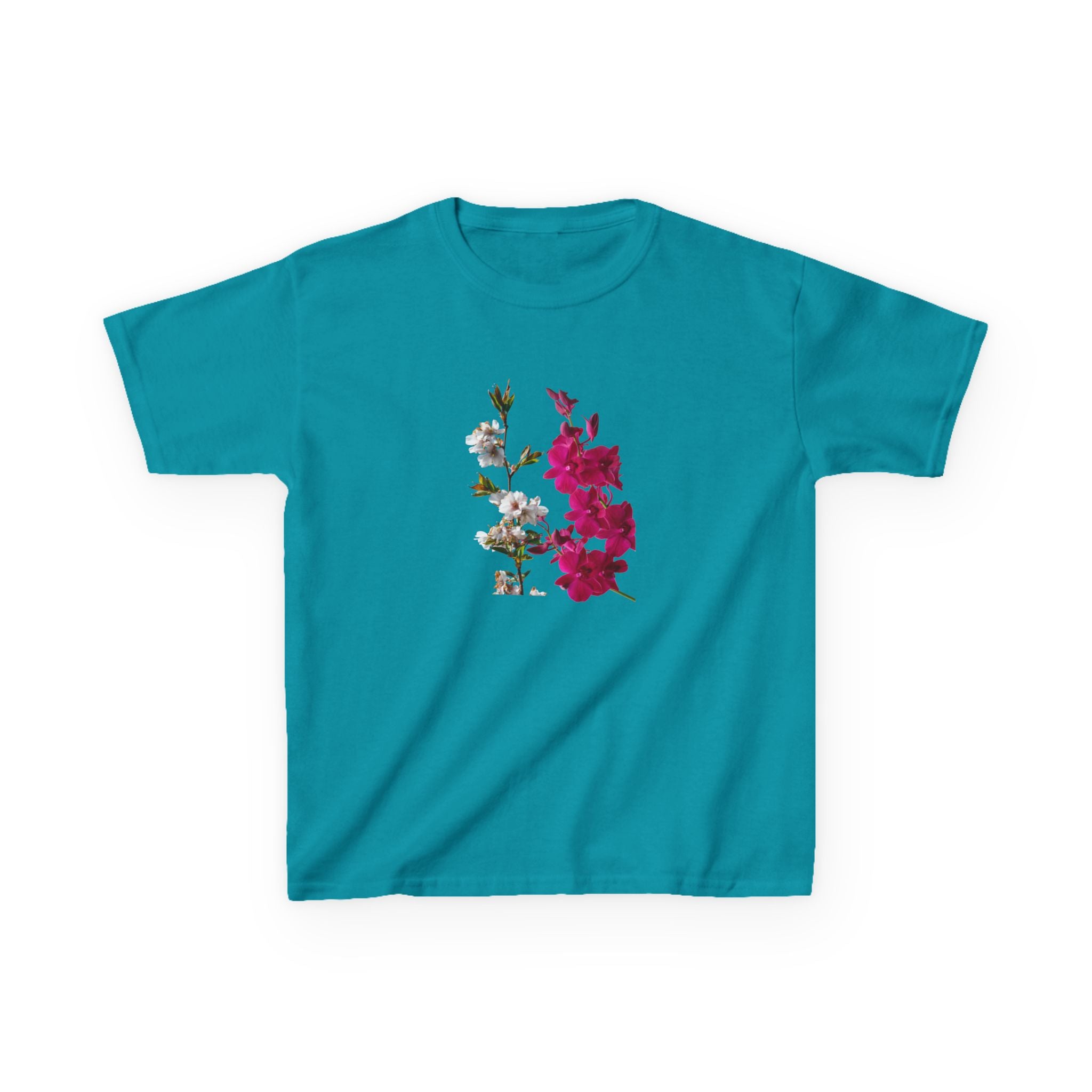 Kids Floral Tee — Pink Bougainvillea Graphic Cotton Shirt