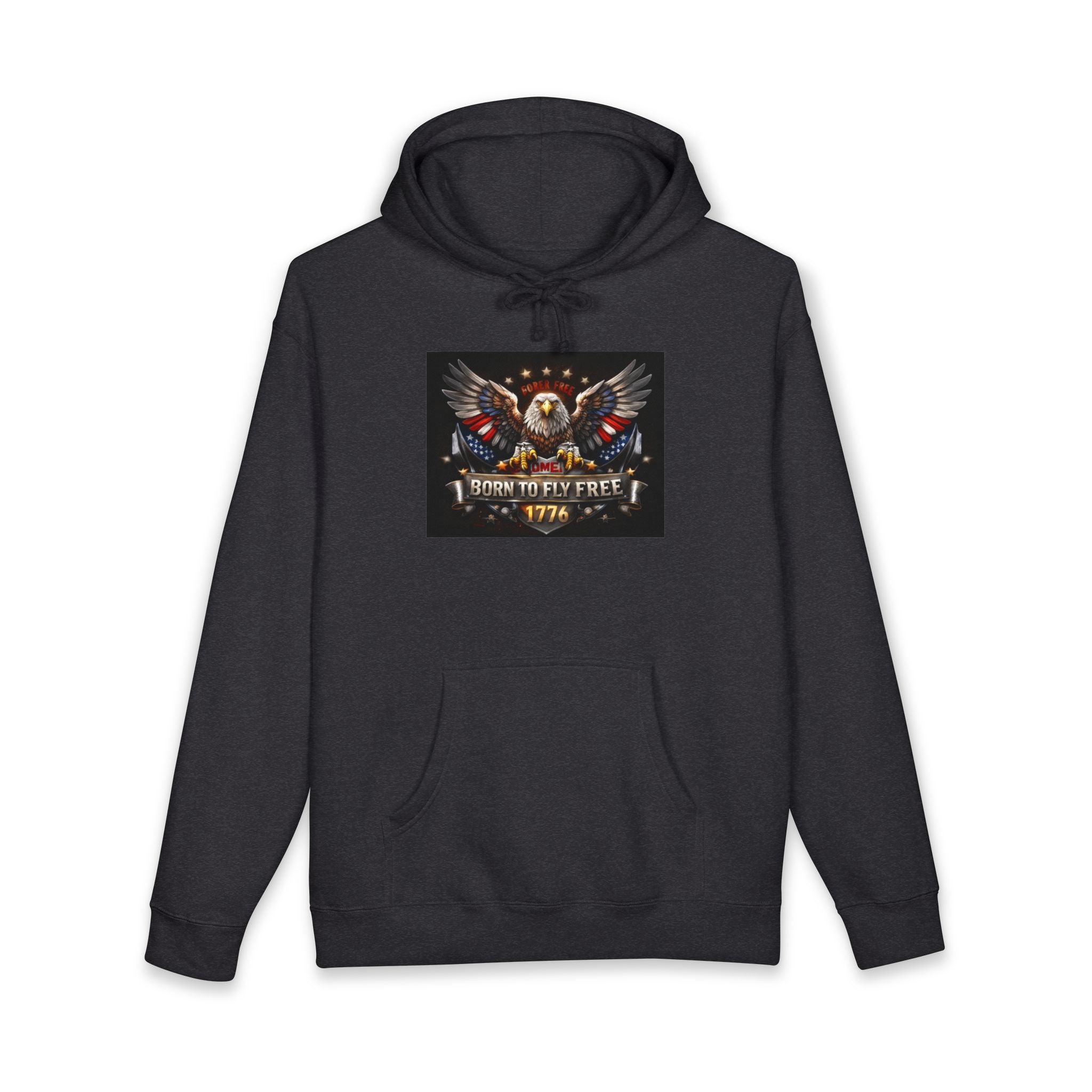 Patriotic Eagle Hoodie - "Born to Be Free 1776" American Flag Sweatshirt