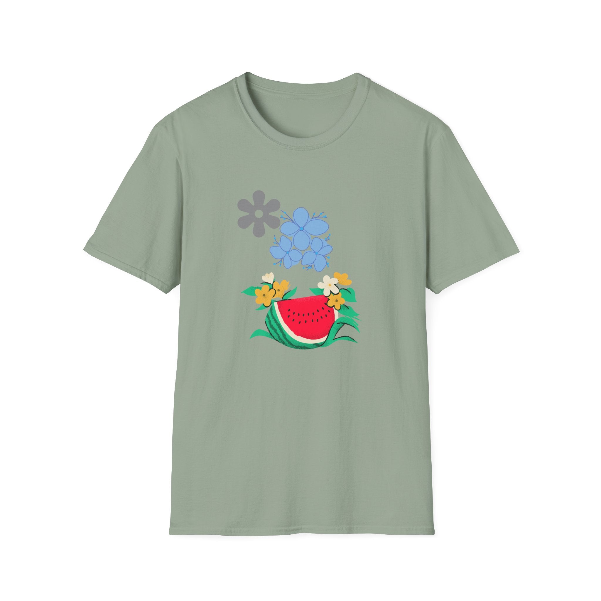 Watermelon Blossom Tee — Floral Fruit Graphic T-Shirt