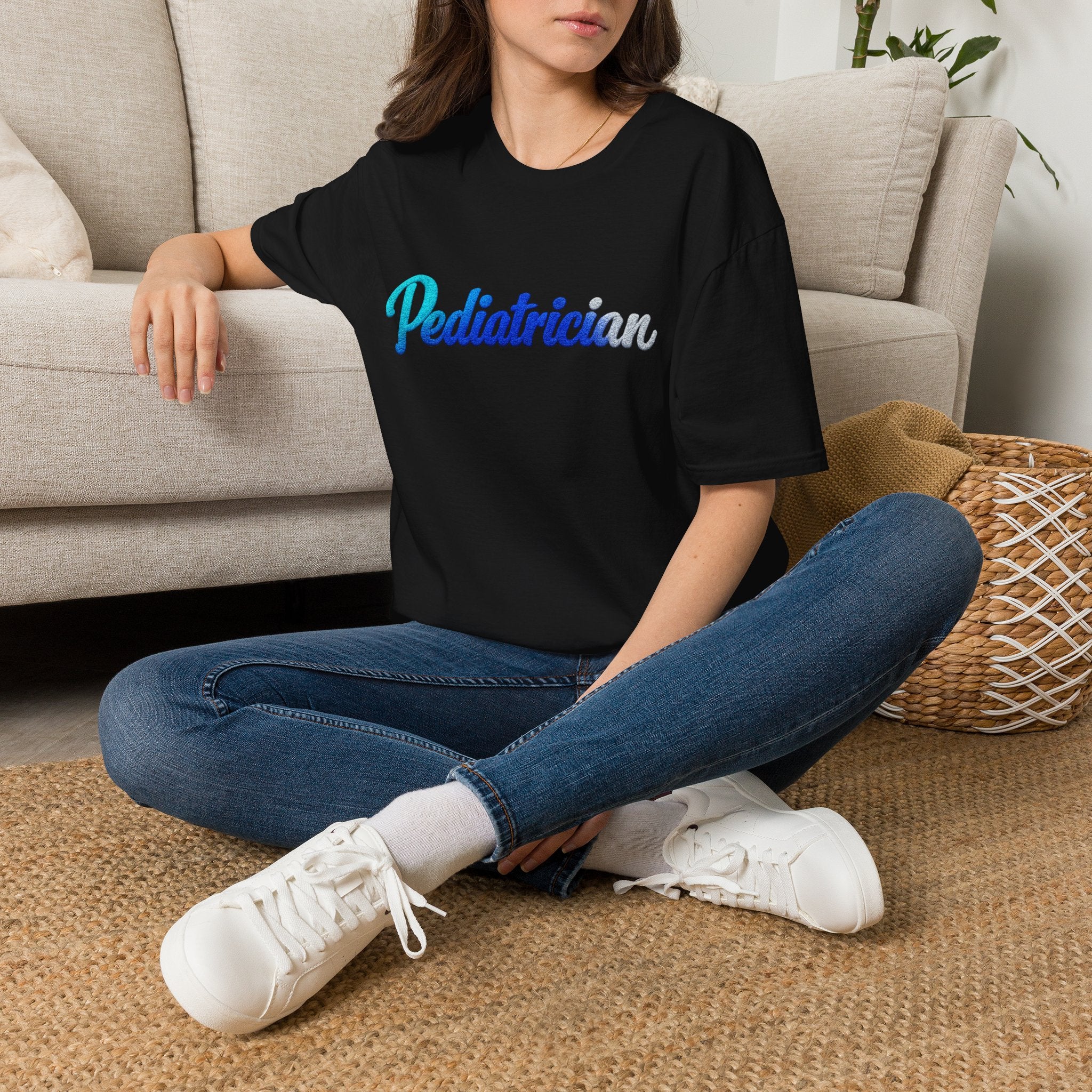 Pediatrician Script Tee — Blue Gradient Pediatric Doctor Shirt