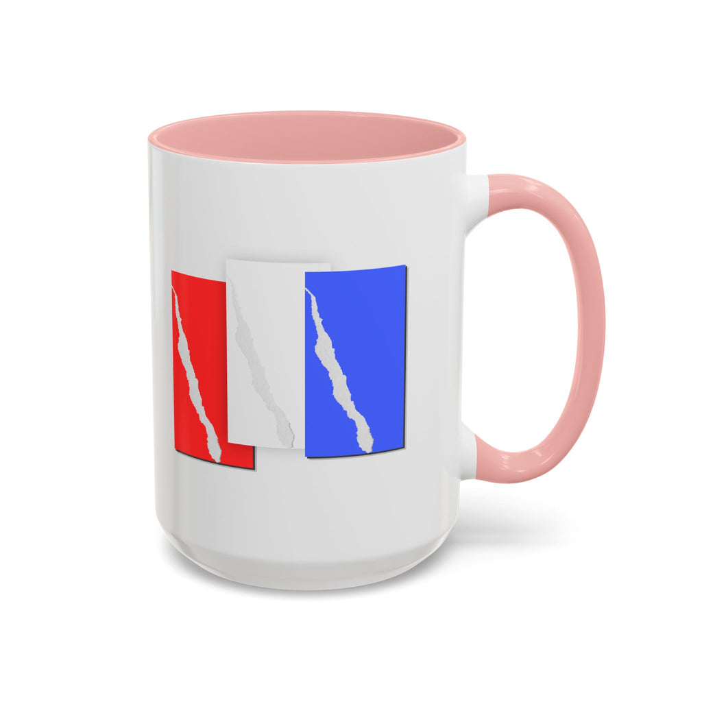 Accent Coffee Mug — Red, White & Blue Abstract Stripe Design (11/15oz)