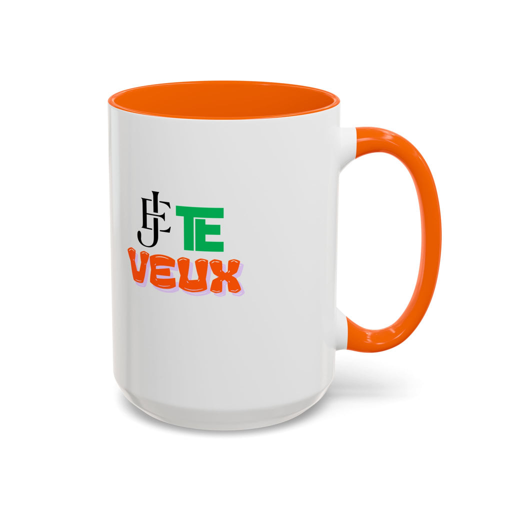 French Phrase Accent Mug — "Je Te Veux" Colorful Ceramic Coffee Mug (11/15oz)