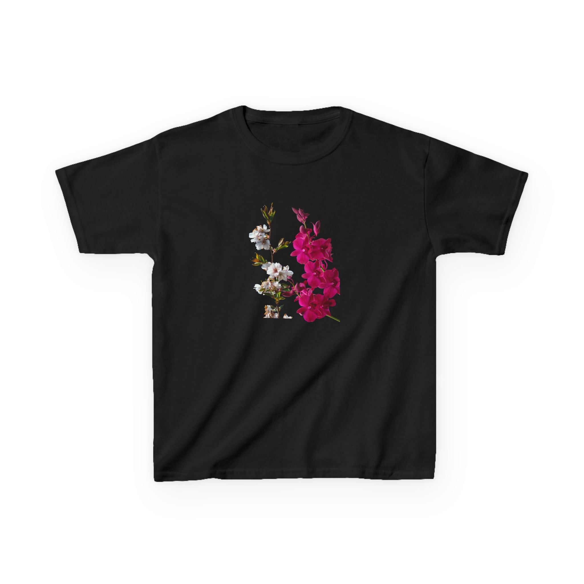 Kids Floral Tee — Pink Bougainvillea Graphic Cotton Shirt