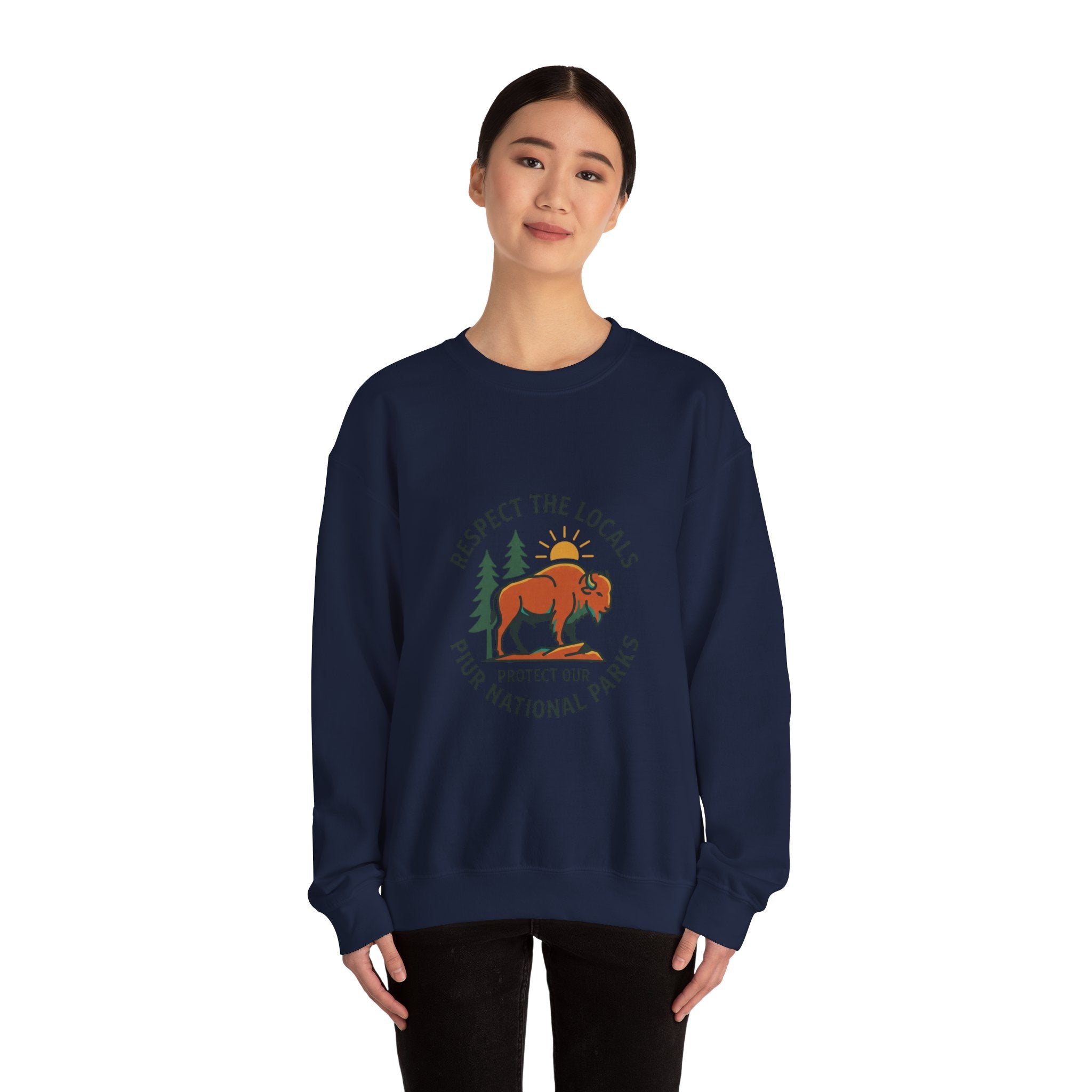 Respect the Locals Buffalo Crewneck Sweatshirt | Protect Our National Parks, hiking