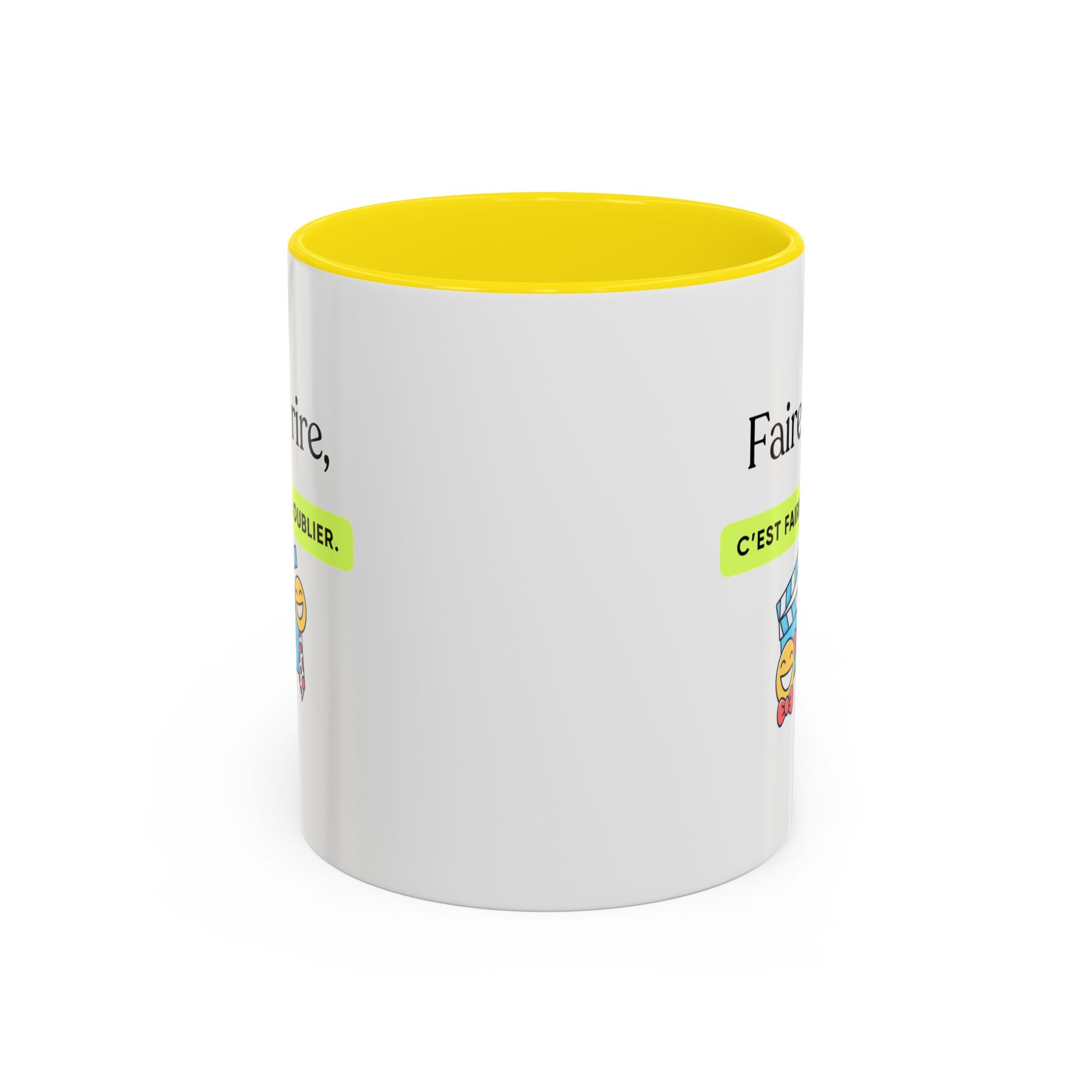 French Quote Accent Coffee Mug — "Faire rire, c'est faire oublier." (11/15oz)