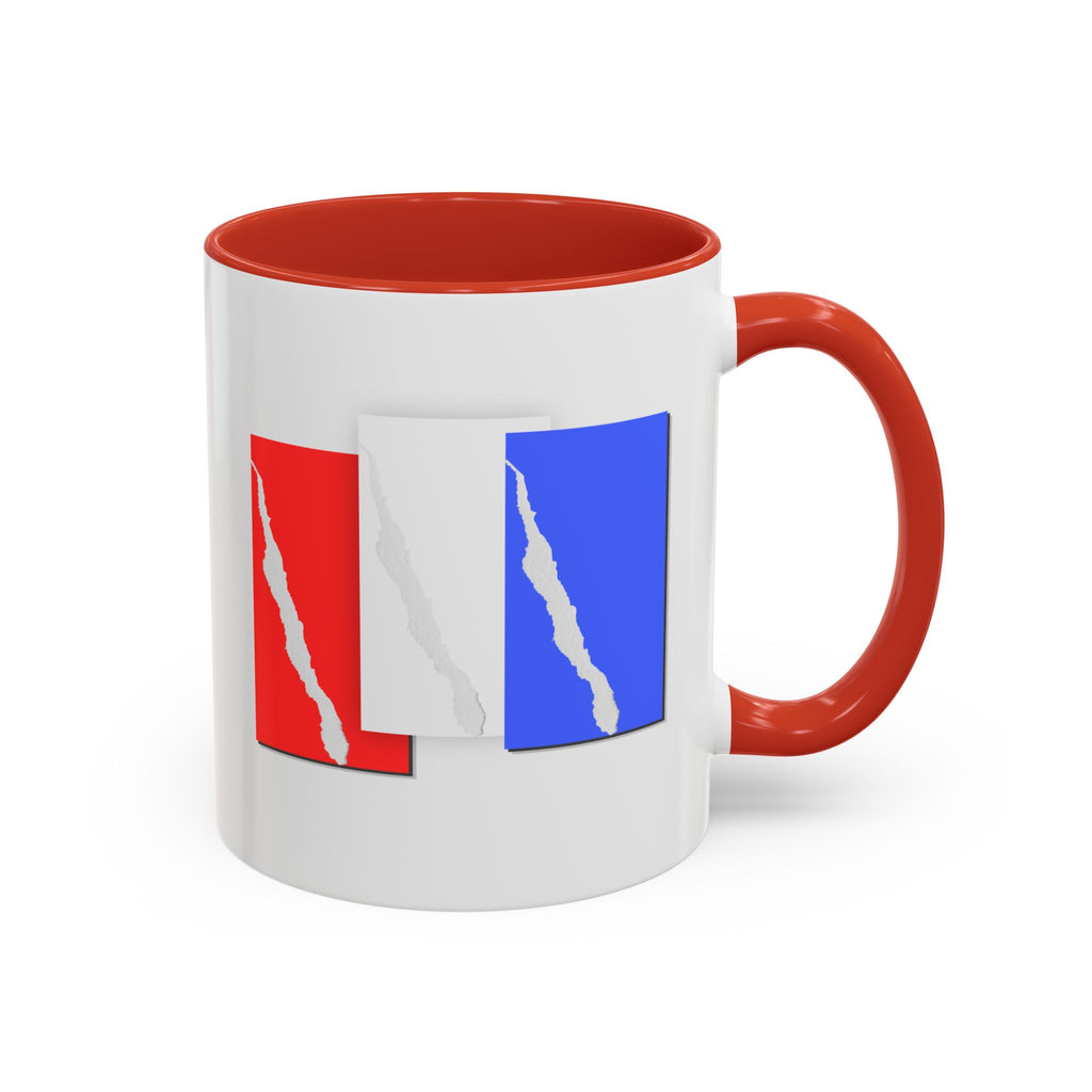 Accent Coffee Mug — Red, White & Blue Abstract Stripe Design (11/15oz)
