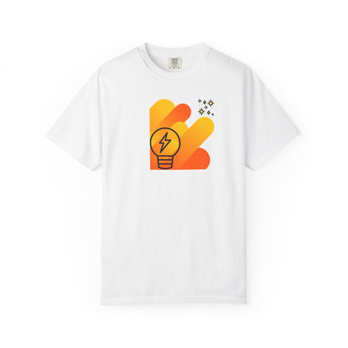 Idea Spark T-Shirt — Retro Orange Lightbulb Graphic Tee