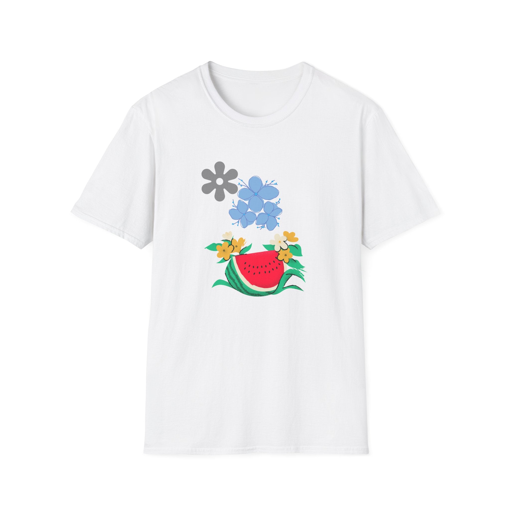 Watermelon Blossom Tee — Floral Fruit Graphic T-Shirt
