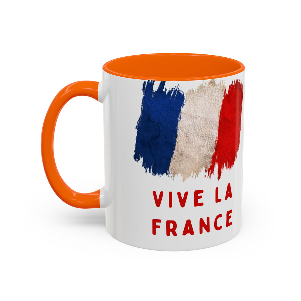 Vive La France Accent Coffee Mug — French Flag Brushstroke 11/15oz