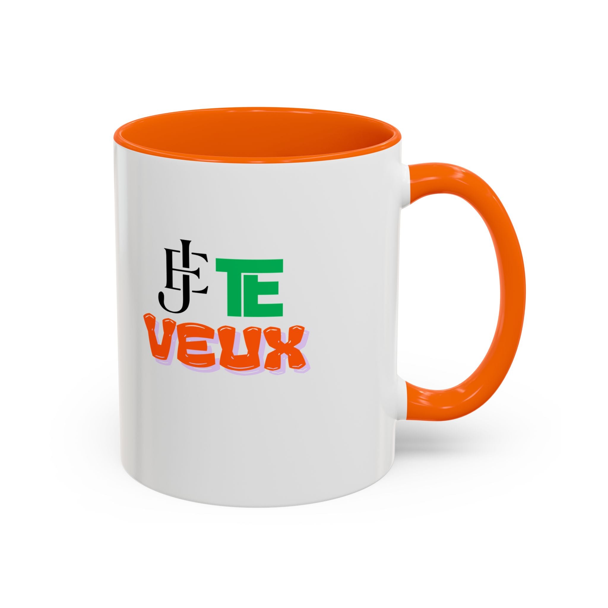 French Phrase Accent Mug — "Je Te Veux" Colorful Ceramic Coffee Mug (11/15oz)