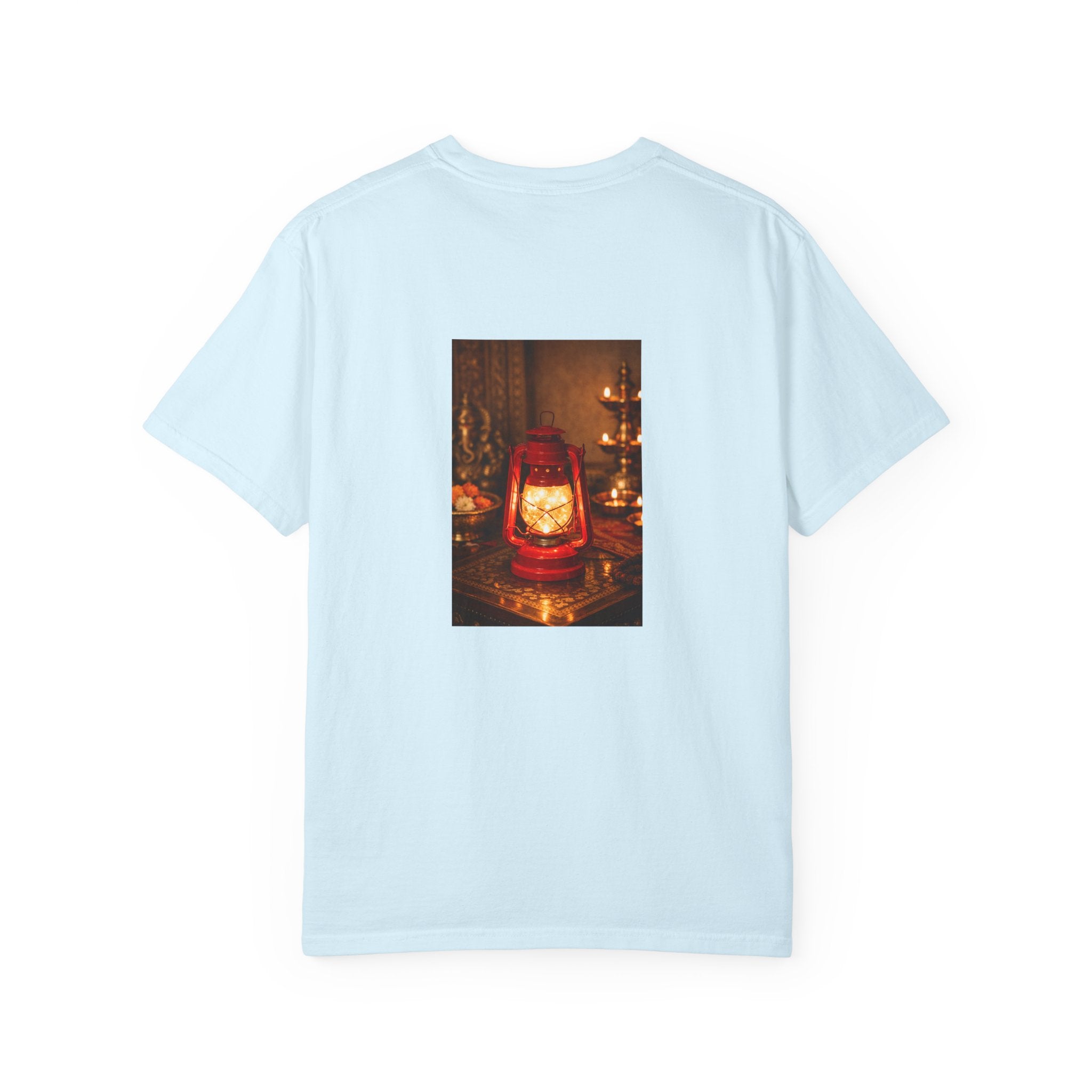Lantern Altar T-Shirt — Vintage Oil Lantern Prayer Tee