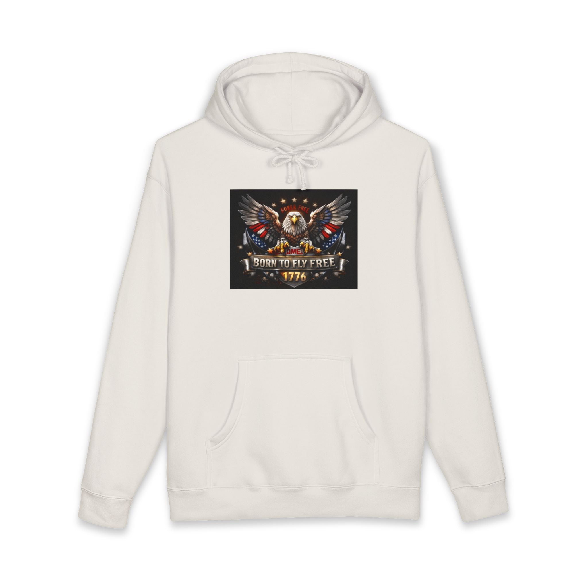 Patriotic Eagle Hoodie - "Born to Be Free 1776" American Flag Sweatshirt
