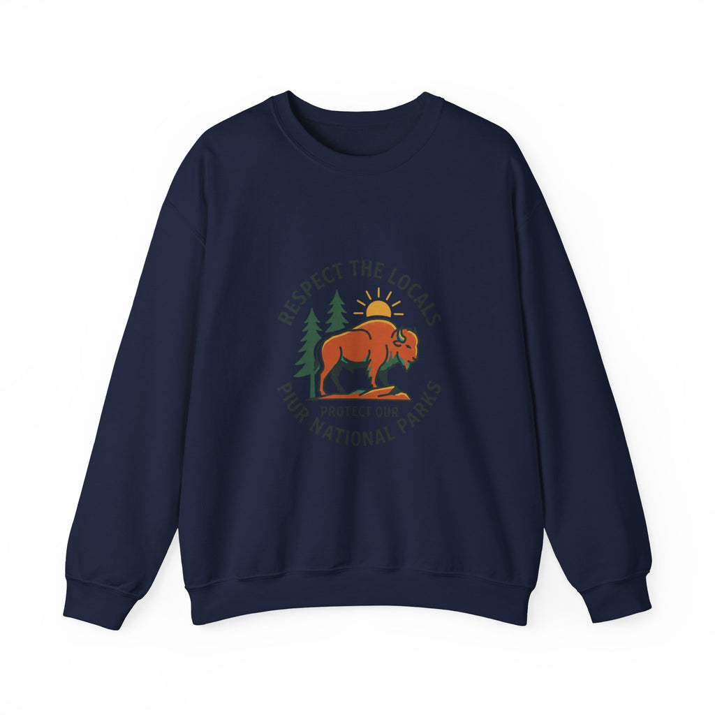 Respect the Locals Buffalo Crewneck Sweatshirt | Protect Our National Parks, hiking