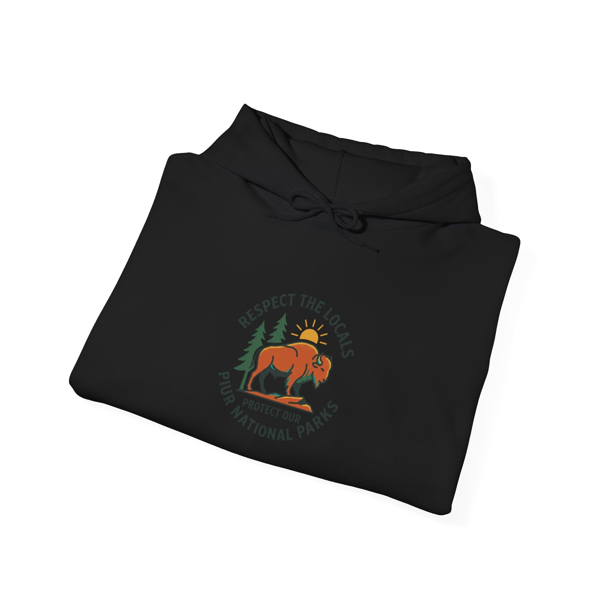 Respect the Locals bison badge Hoodie | Protect Our Parks, national parks, leave no trace