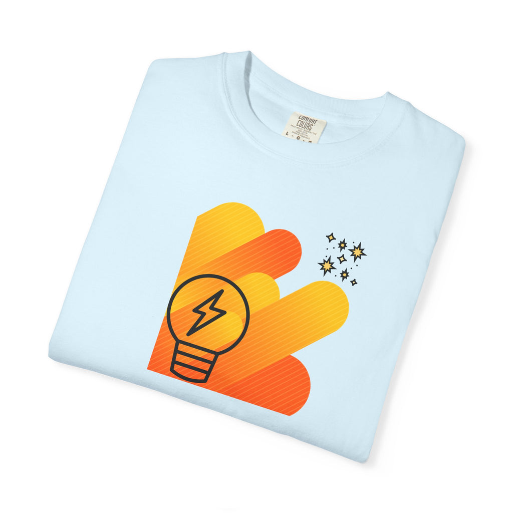Idea Spark T-Shirt — Retro Orange Lightbulb Graphic Tee