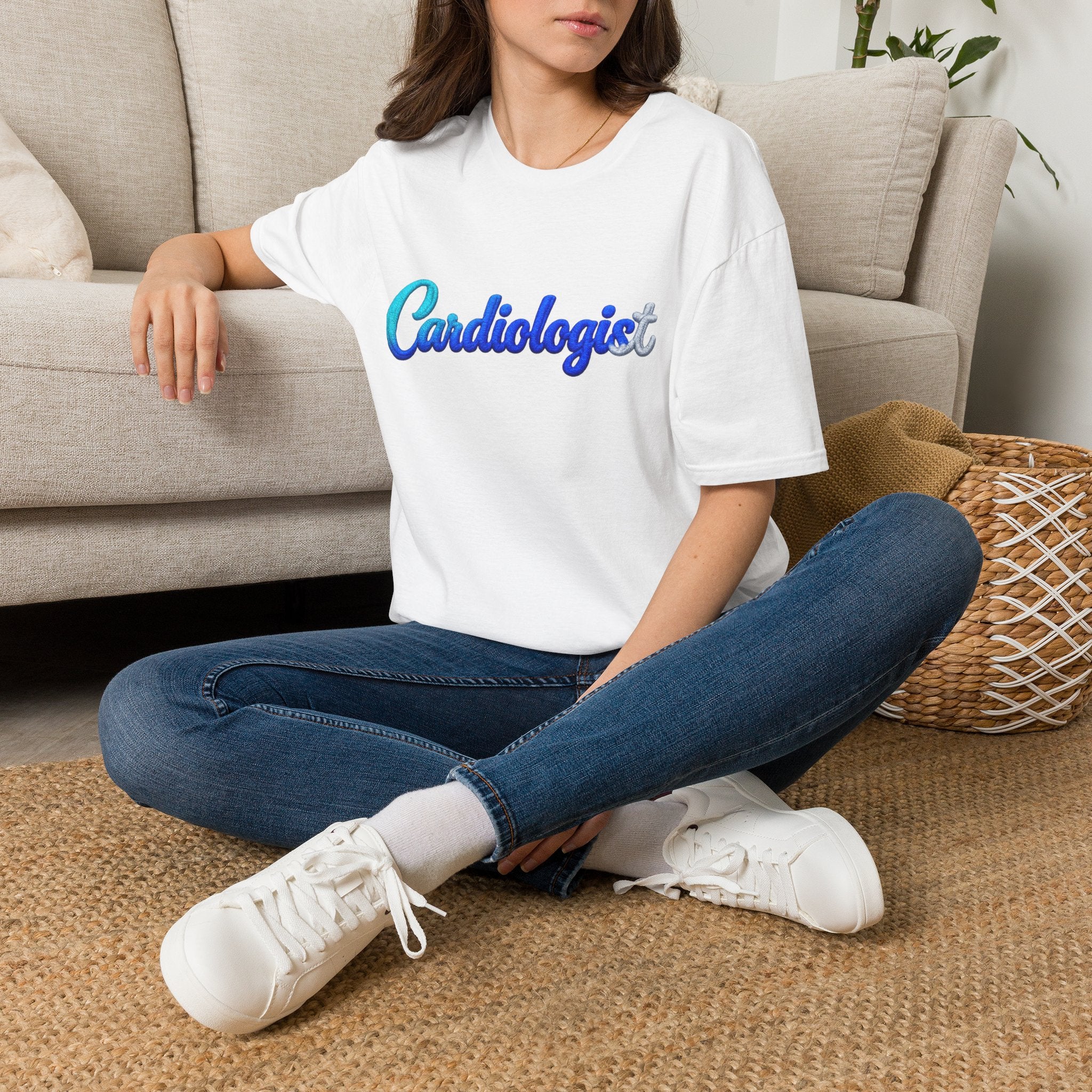 Cardiologist Script Tee — Blue Gradient Medical Doctor Shirt