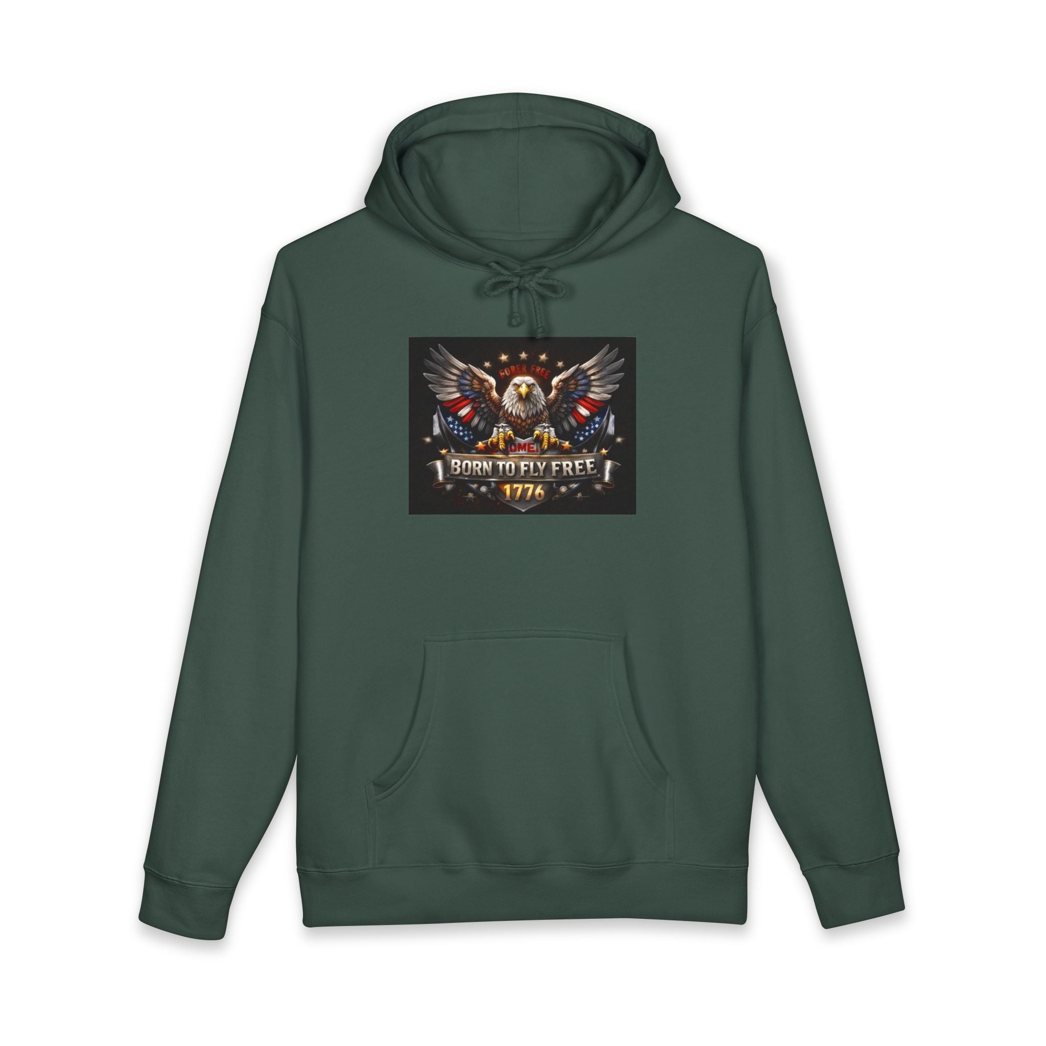 Patriotic Eagle Hoodie - "Born to Be Free 1776" American Flag Sweatshirt