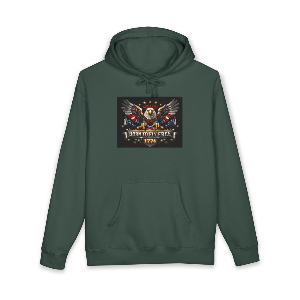 Patriotic Eagle Hoodie - "Born to Be Free 1776" American Flag Sweatshirt