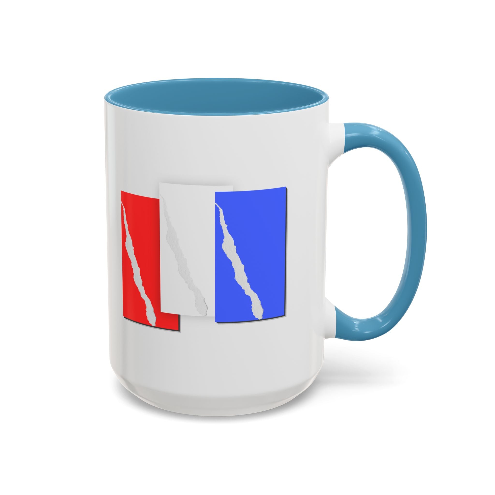 Accent Coffee Mug — Red, White & Blue Abstract Stripe Design (11/15oz)