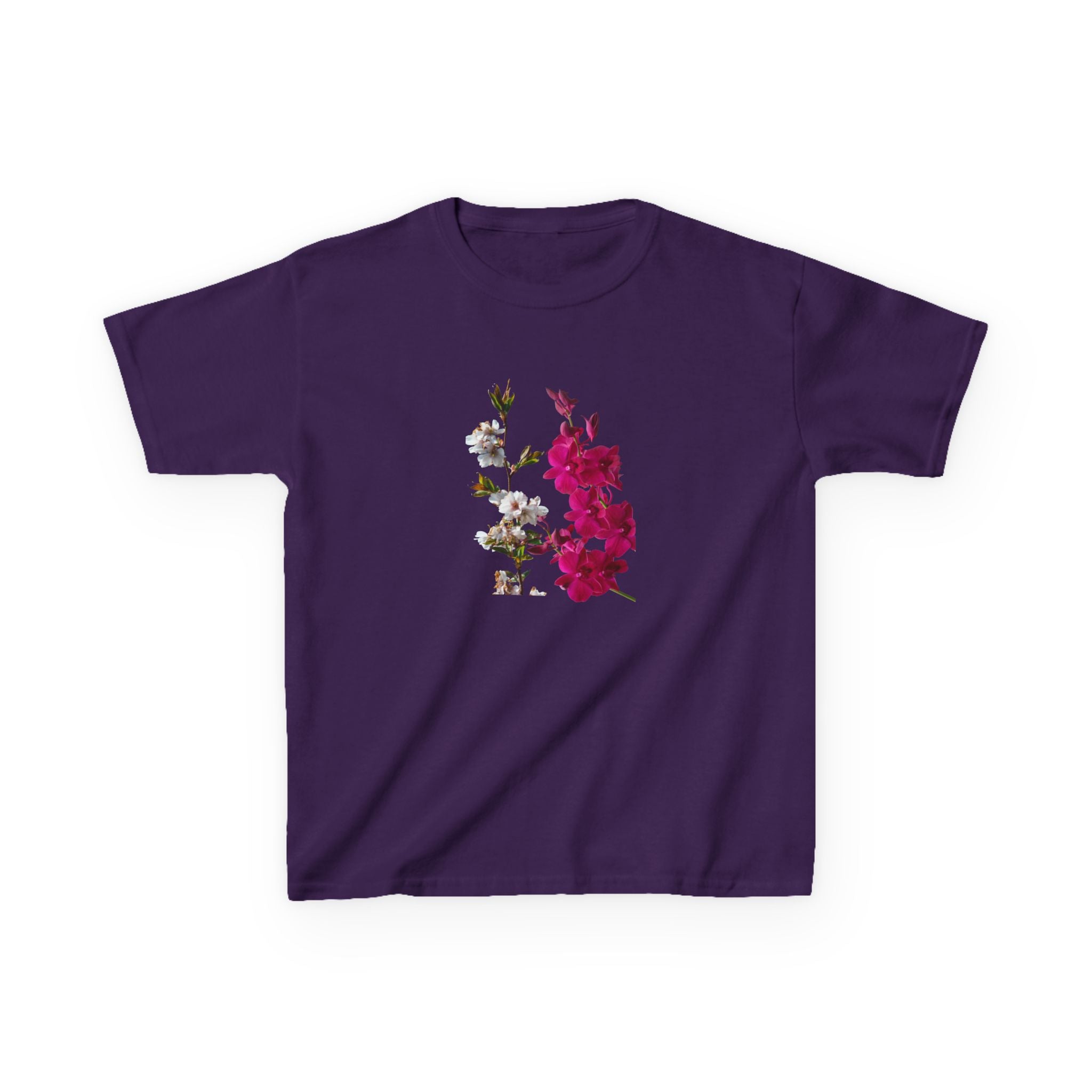 Kids Floral Tee — Pink Bougainvillea Graphic Cotton Shirt
