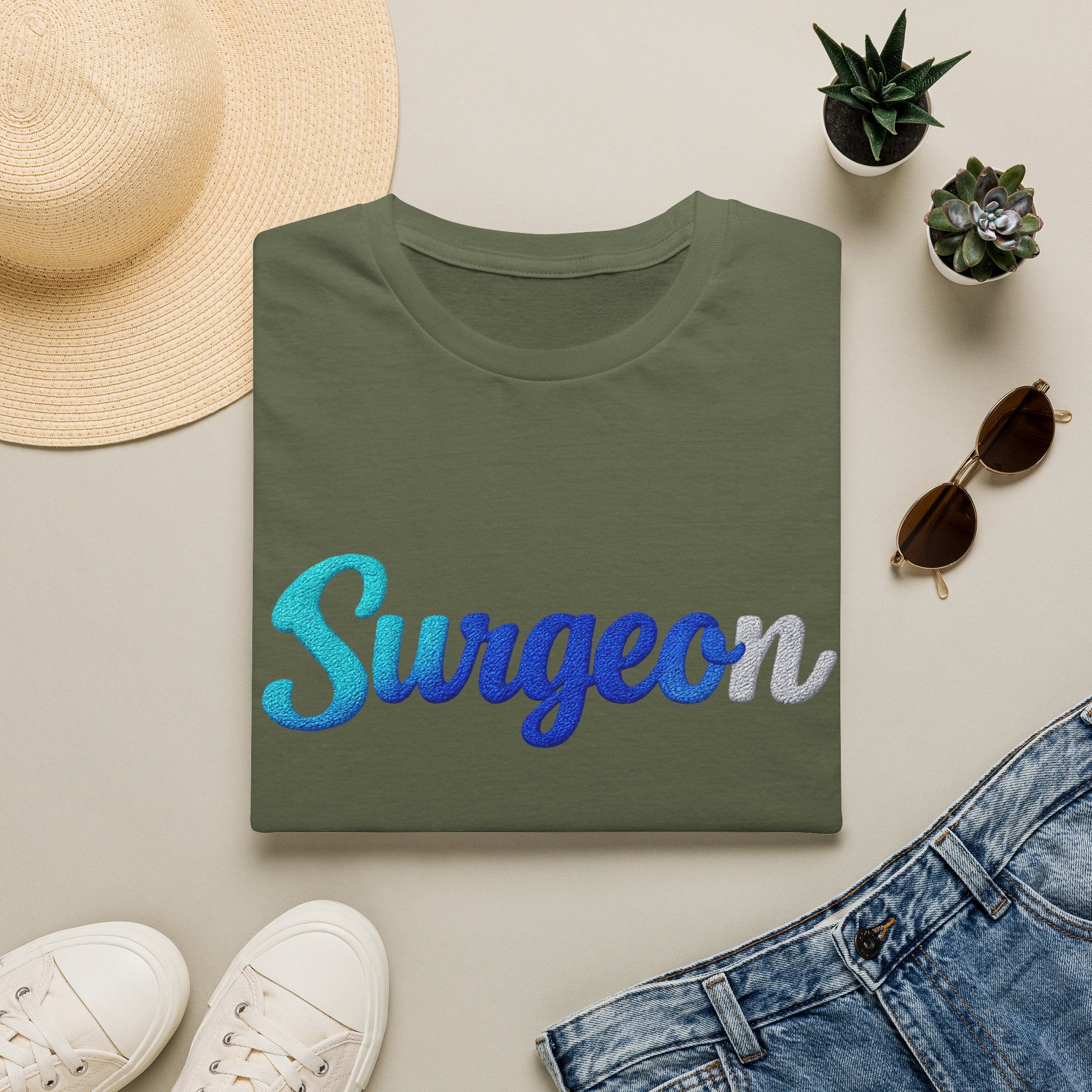 Surgeon Script T-Shirt — Blue Gradient Medical Pride Tee