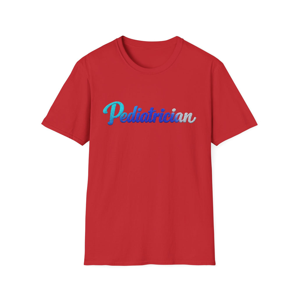 Pediatrician Script Tee — Blue Gradient Pediatric Doctor Shirt