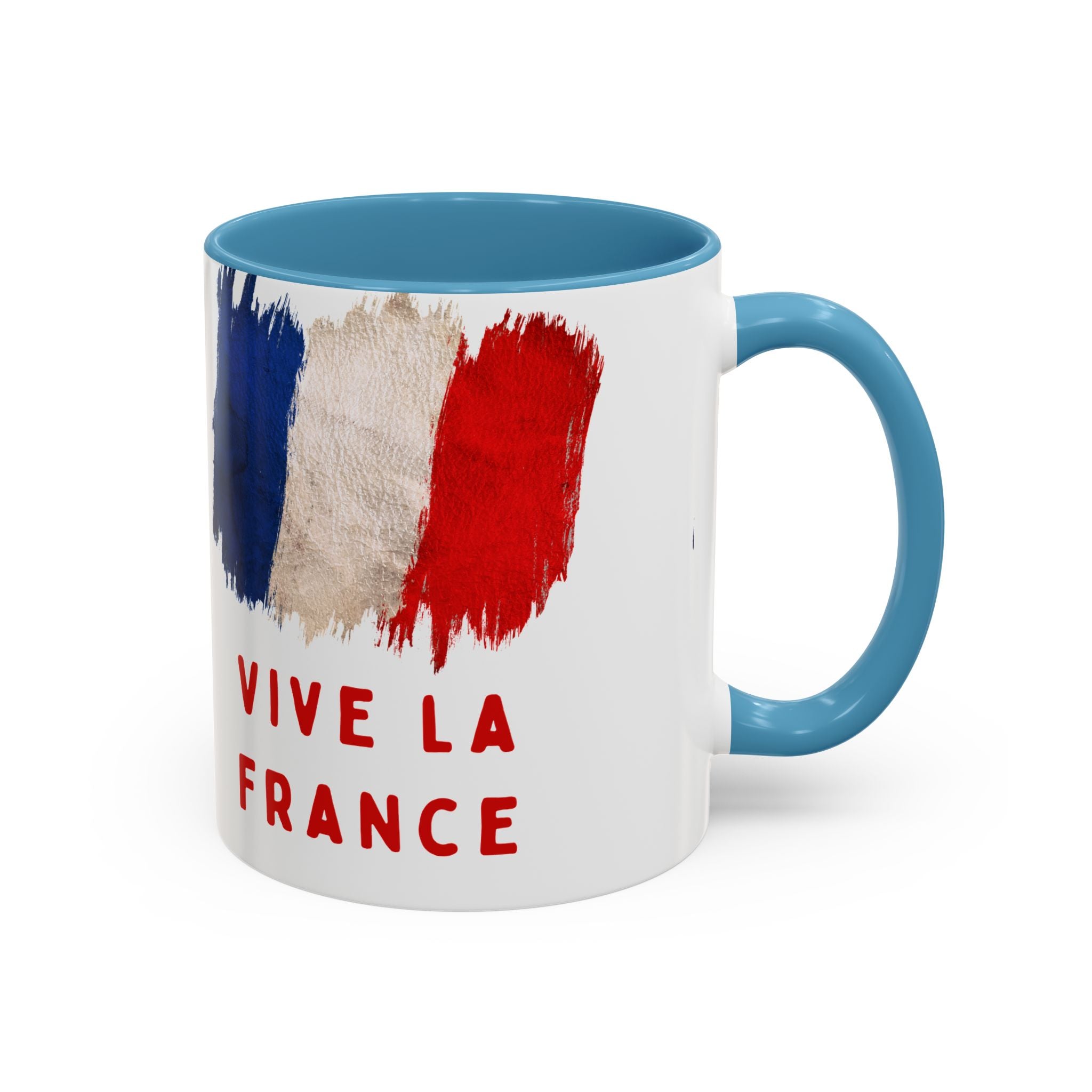 Vive La France Accent Coffee Mug — French Flag Brushstroke 11/15oz