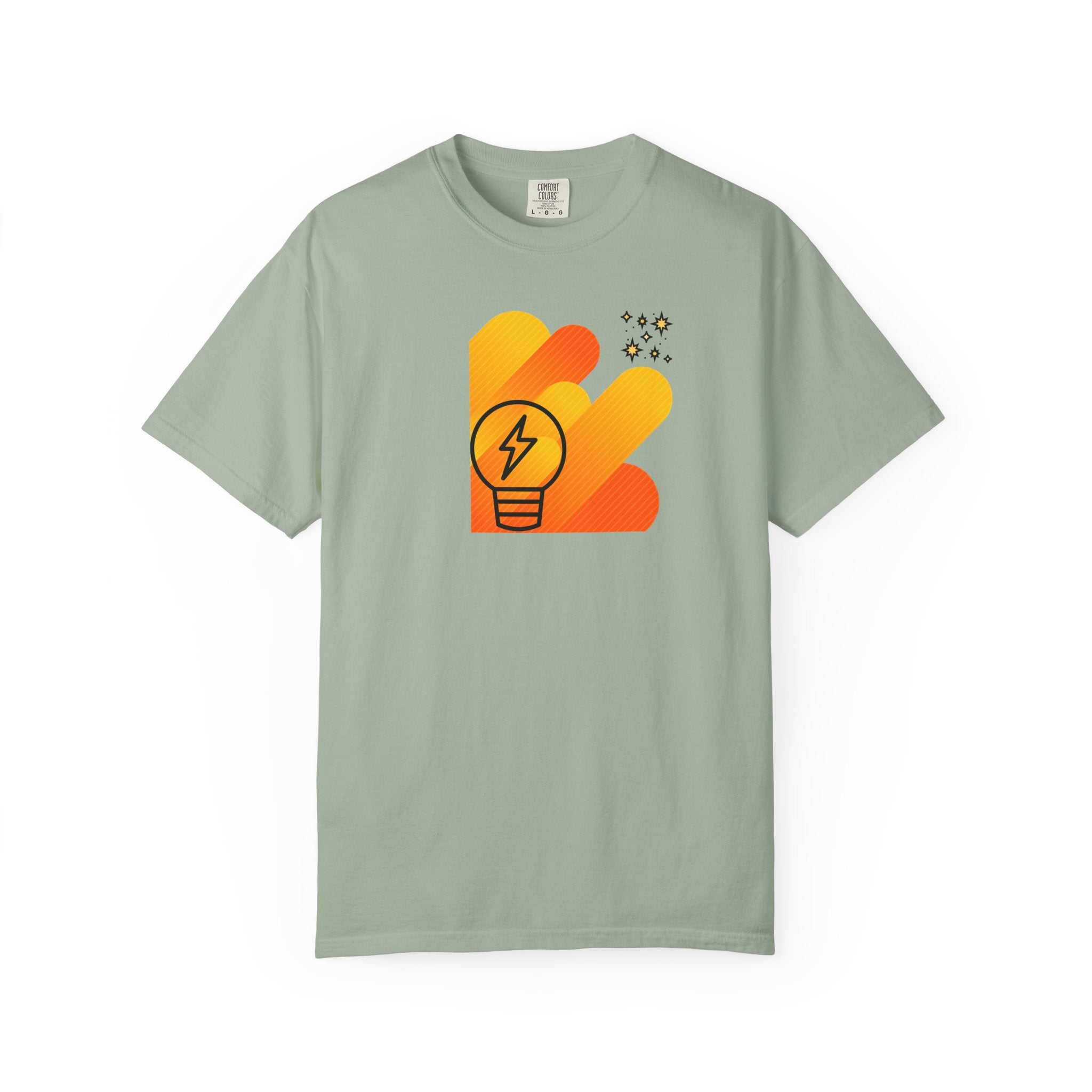 Idea Spark T-Shirt — Retro Orange Lightbulb Graphic Tee