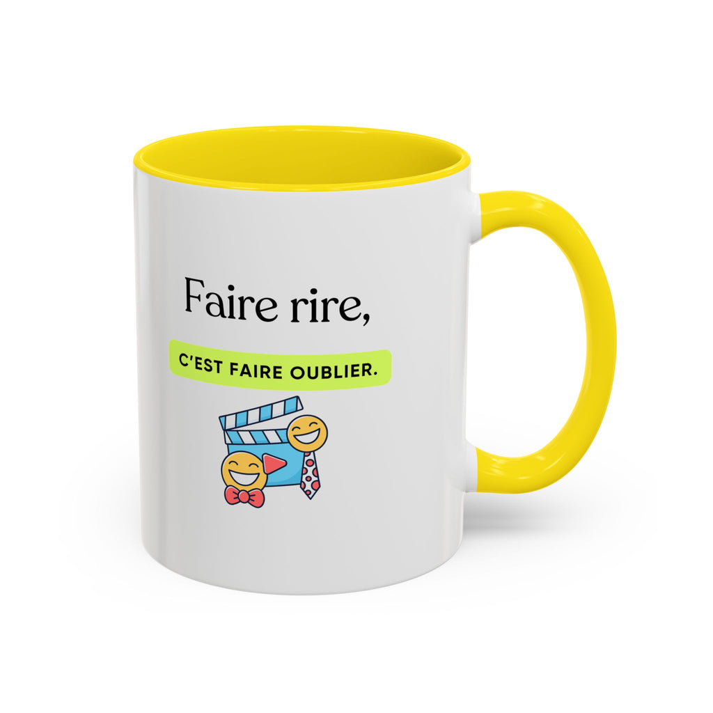 French Quote Accent Coffee Mug — "Faire rire, c'est faire oublier." (11/15oz)