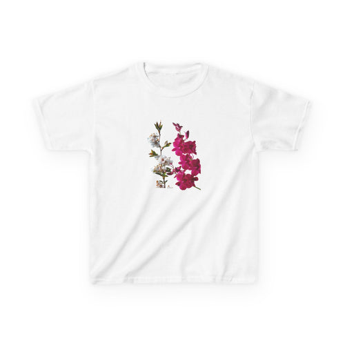Kids Floral Tee — Pink Bougainvillea Graphic Cotton Shirt