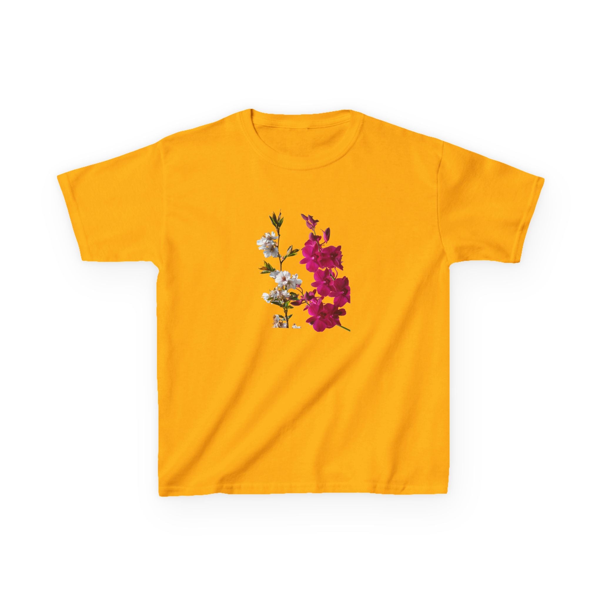 Kids Floral Tee — Pink Bougainvillea Graphic Cotton Shirt