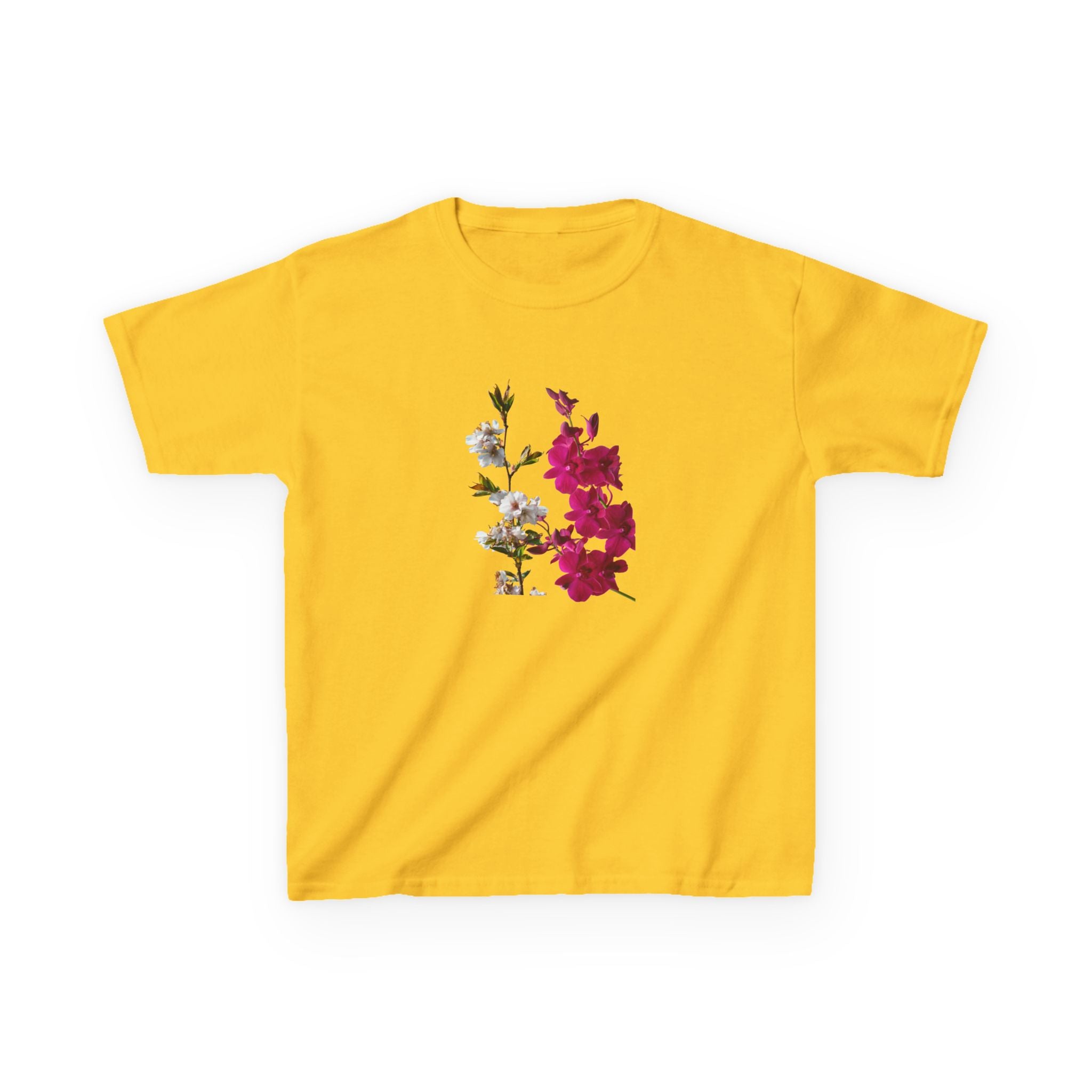 Kids Floral Tee — Pink Bougainvillea Graphic Cotton Shirt