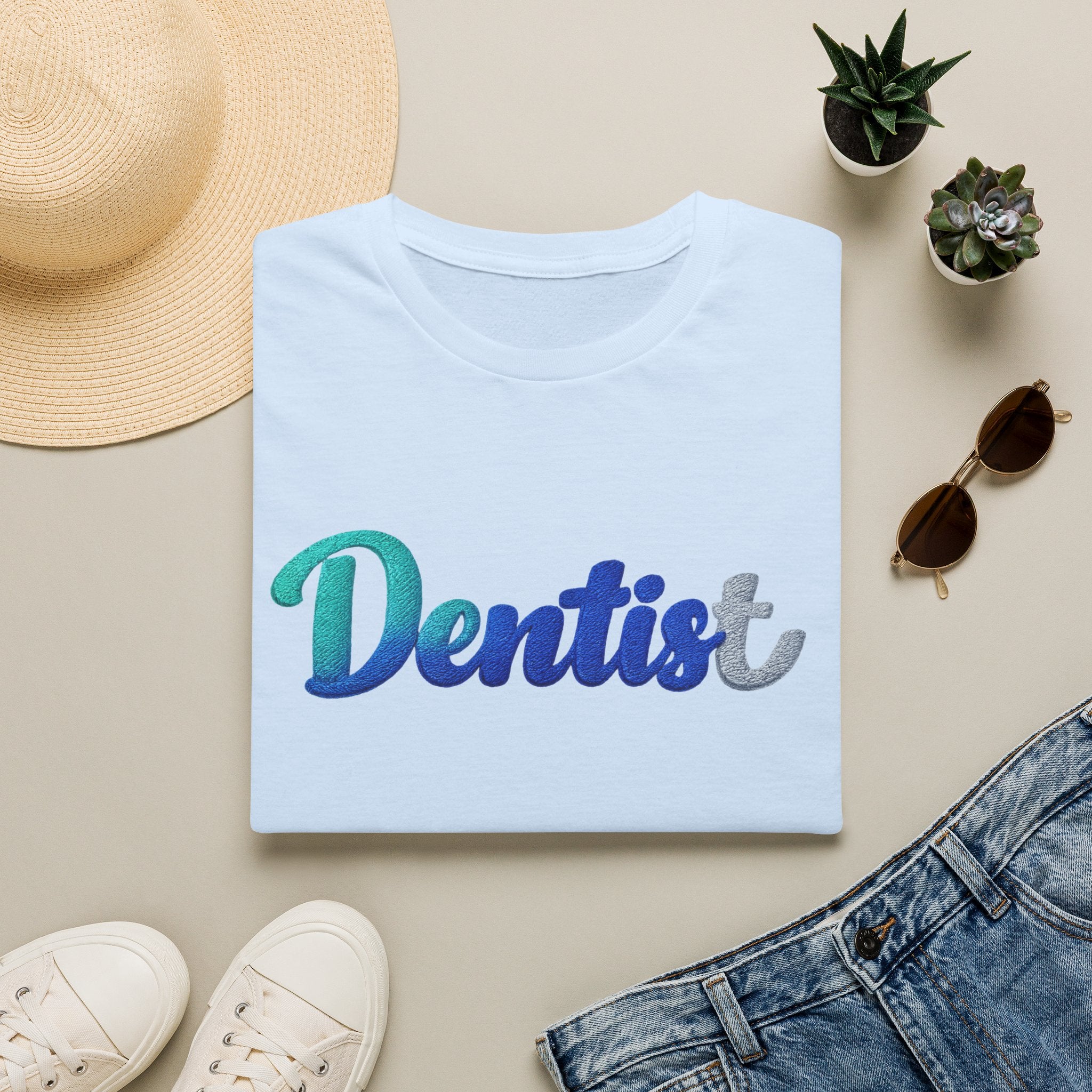 Dentist T-Shirt — Gradient Script Dental Tee for Hygienists & Dentists