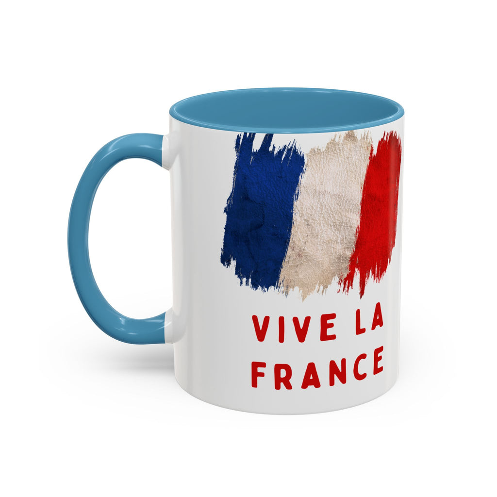 Vive La France Accent Coffee Mug — French Flag Brushstroke 11/15oz