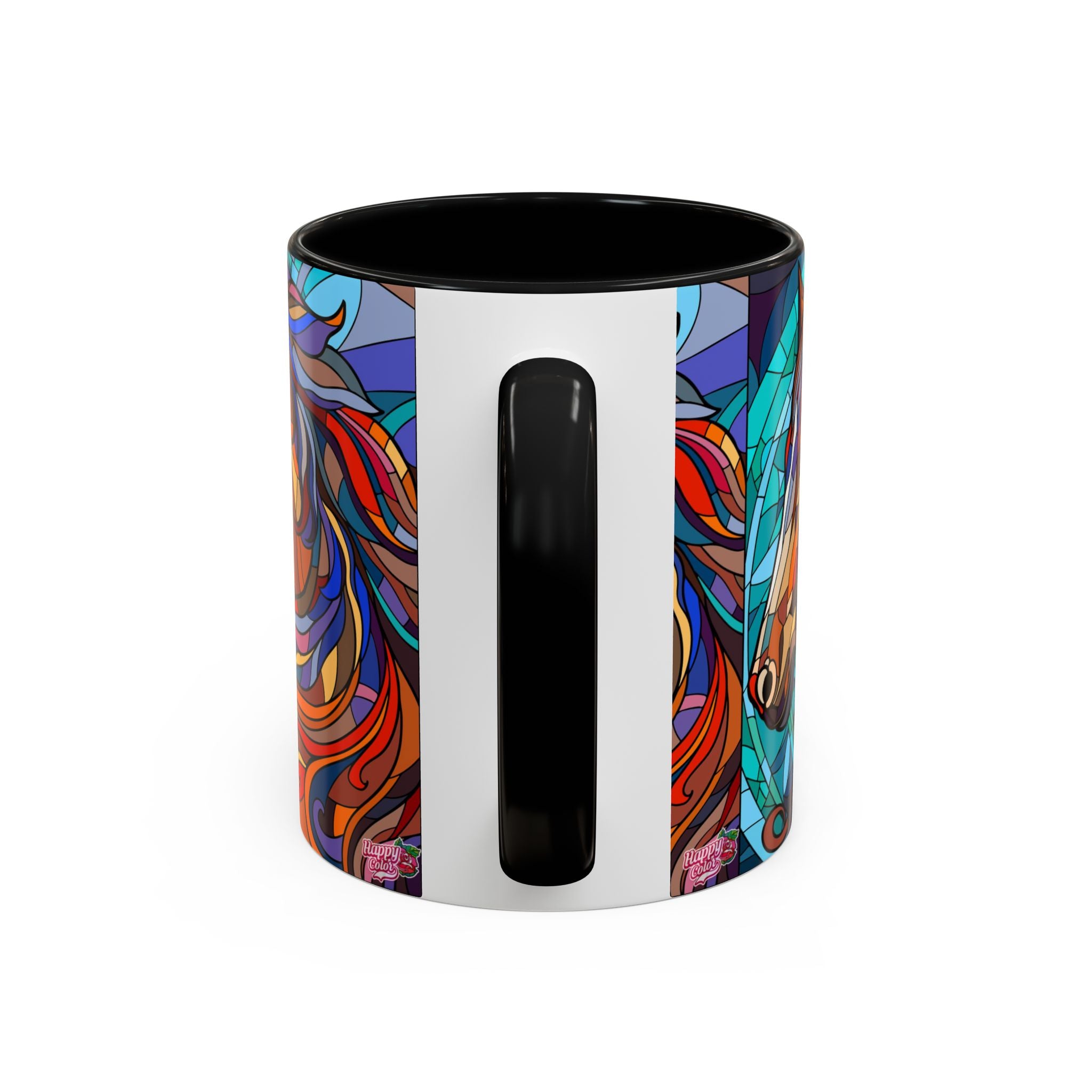 Stained Glass Horse Accent Coffee Mug – Colorful Equine Art (11/15 oz)